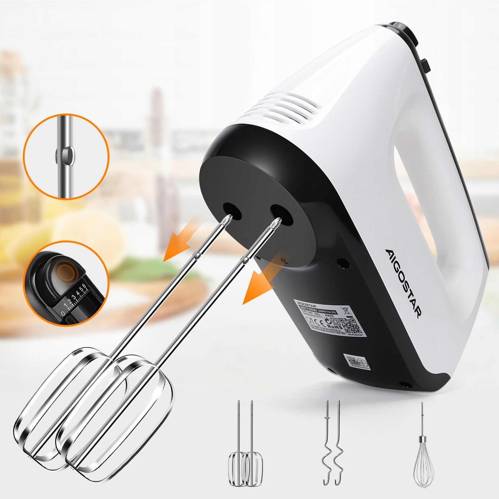 Electric Kitchen Hand Mixer 400W 6 Gear TURBO 5 Stirrer Aigostar EAN (GTIN) 8433325212711