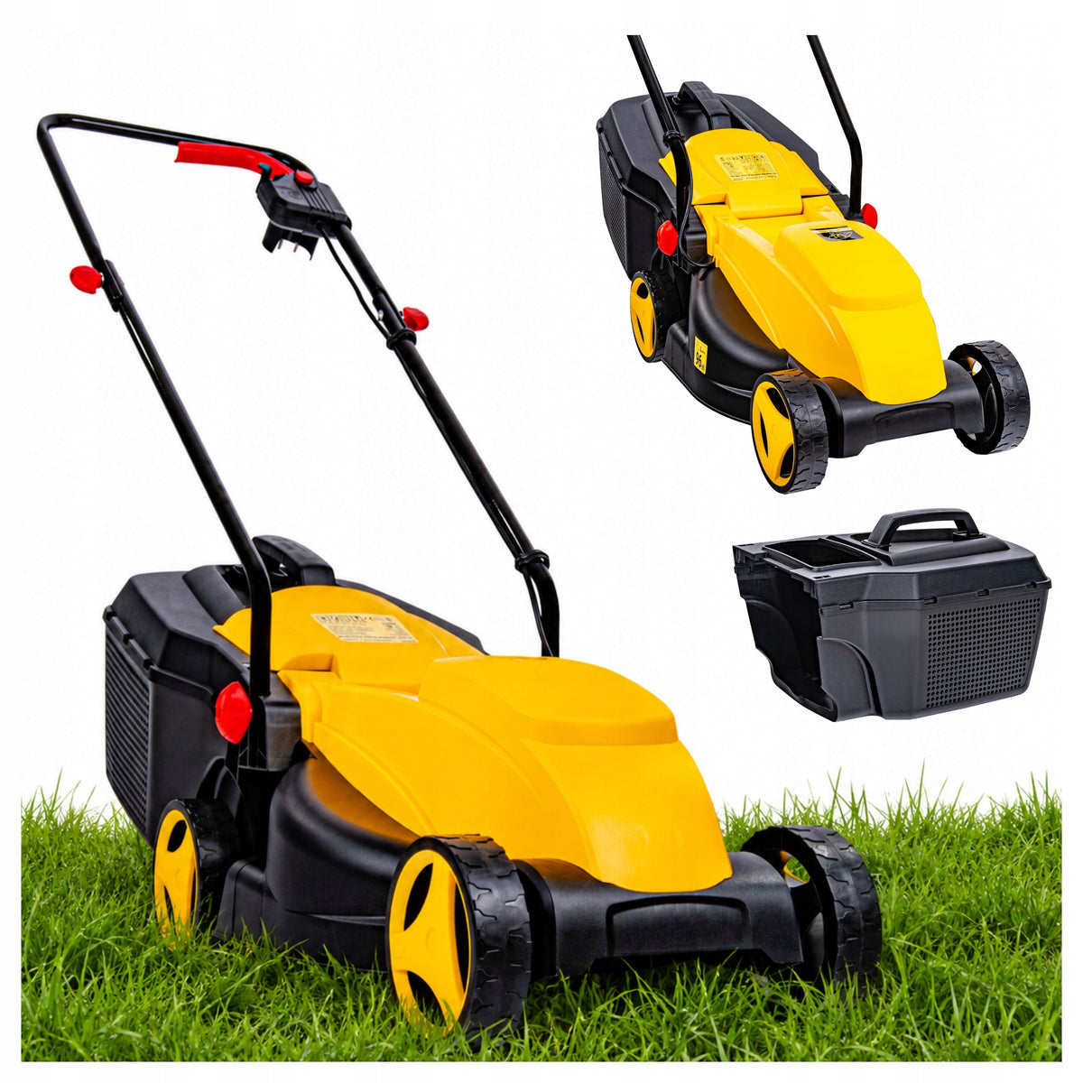 Electric Lawn Mower Strong For Grass Adjustable 3stp 2000W 32cm Large Basket 30L