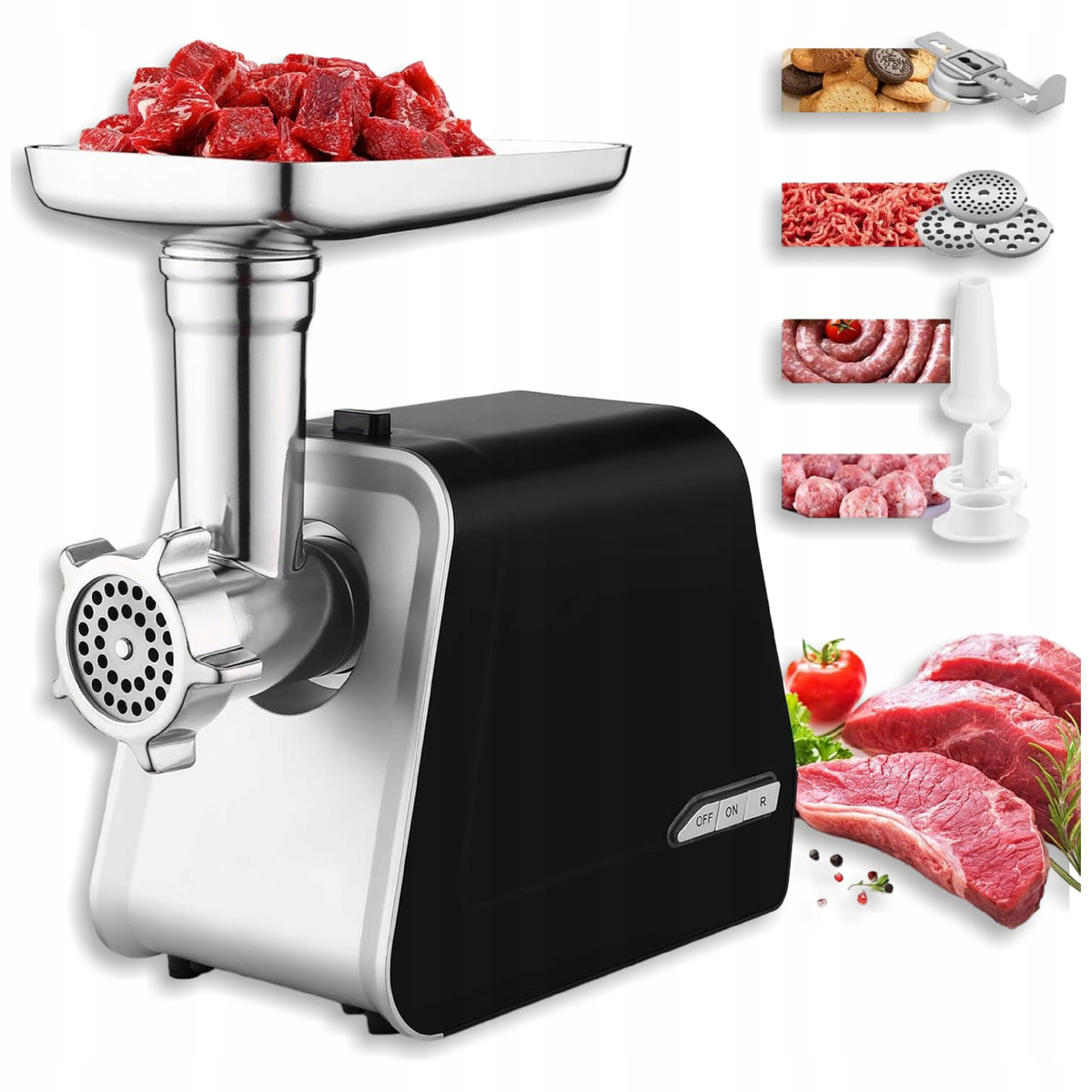 Electric Meat Grinder 2000W Sausage Stuffer 3 Household Discs