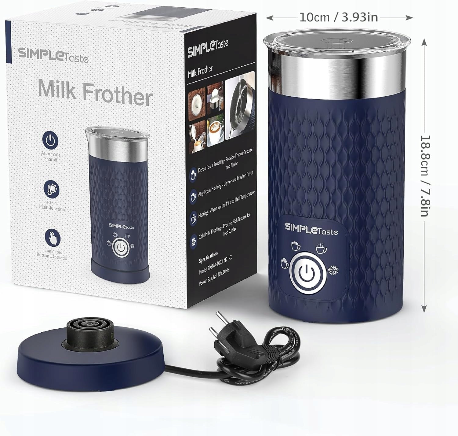 Electric Milk Foamer 4in1 Heater 300ml 500W Blue Manufacturer code Automatyczny Spieniacz Mleka 4w1 Blue