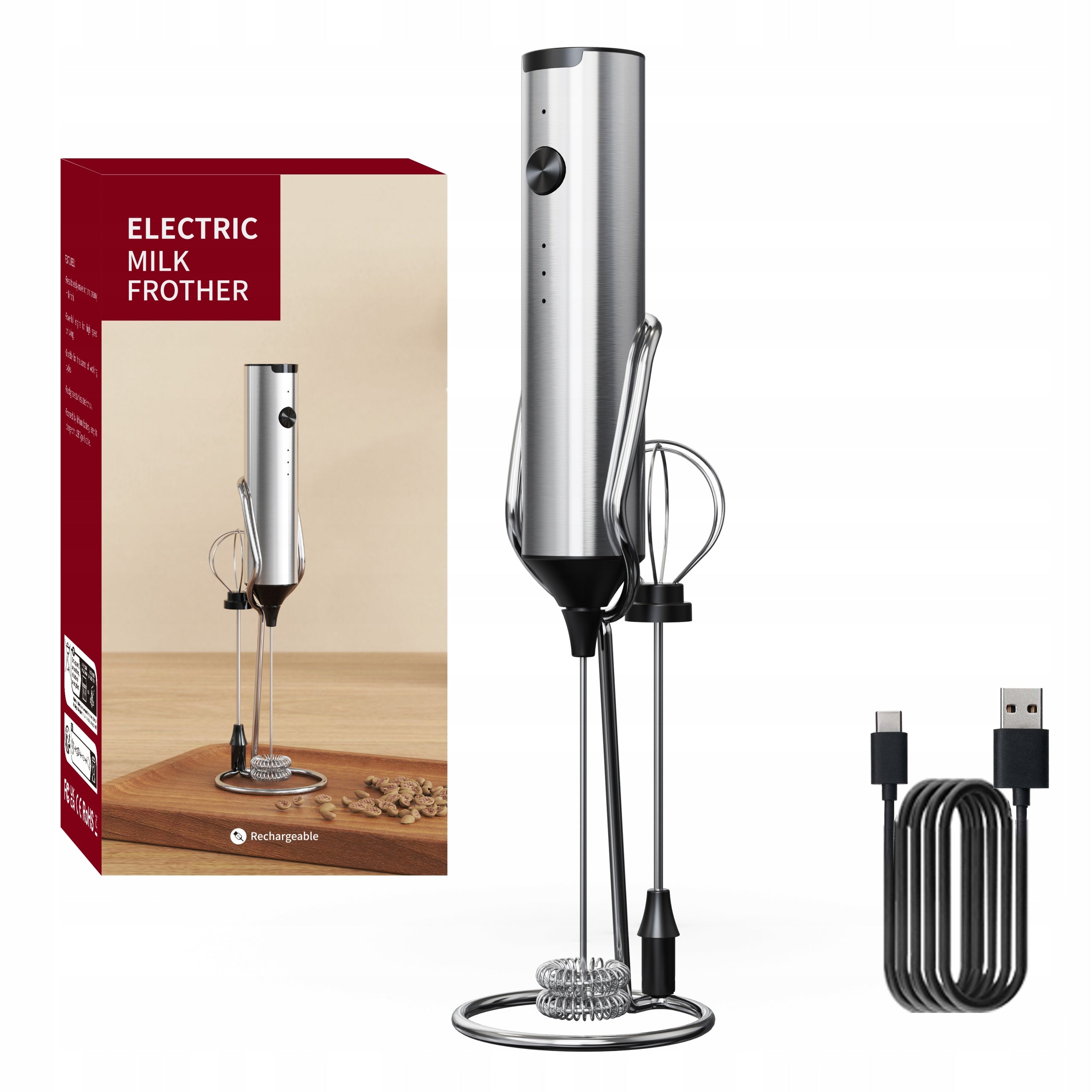 Electric Milk Foamer Handheld Coffee Foam Beater Eggs USB TermHoff Packaging status original