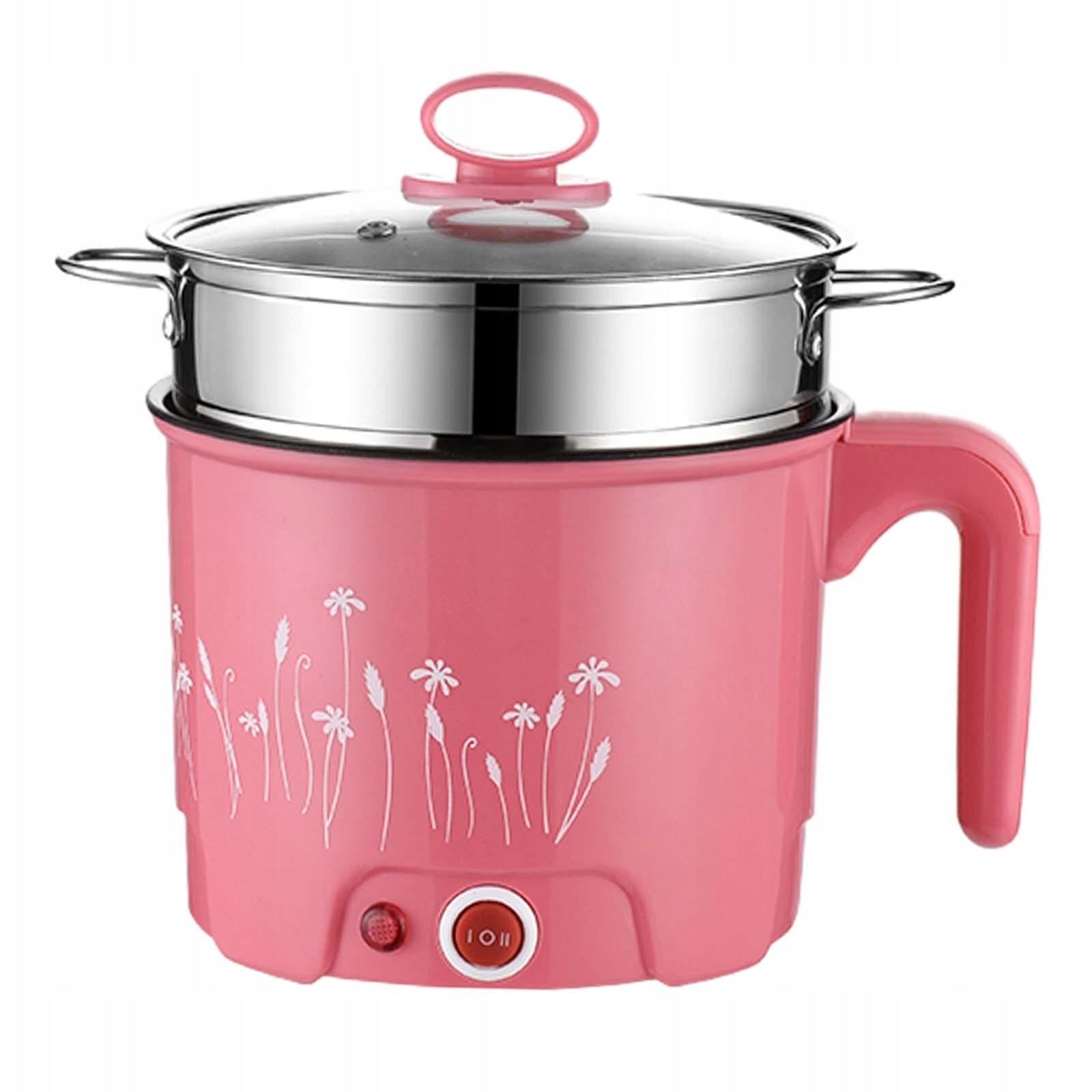 Electric Mini Hot Pot Portable Multipurpose Ramen Cooker With Steamer Pink Dominant color other