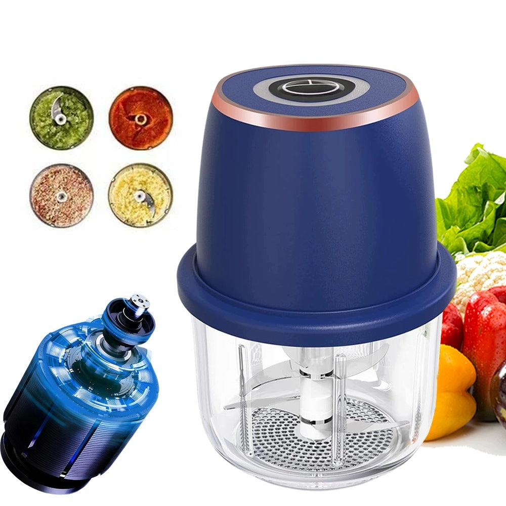 Electric Mini Kitchen Blender Usb-C With 6 Steel Vegetable Blades