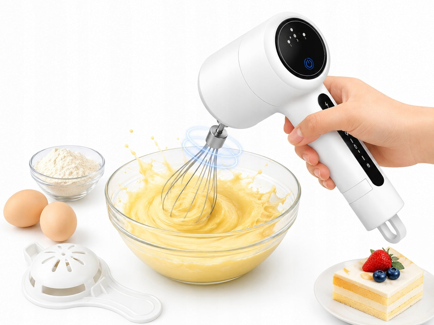 Electric Mixer Wireless Portable 120W USB 3 Speeds Handy Dominant color white