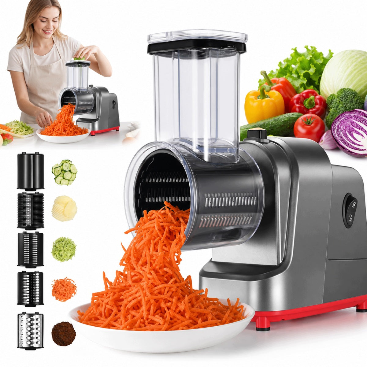 Electric Multifunctional Vegetable Slicer Slicing Cutting 250W