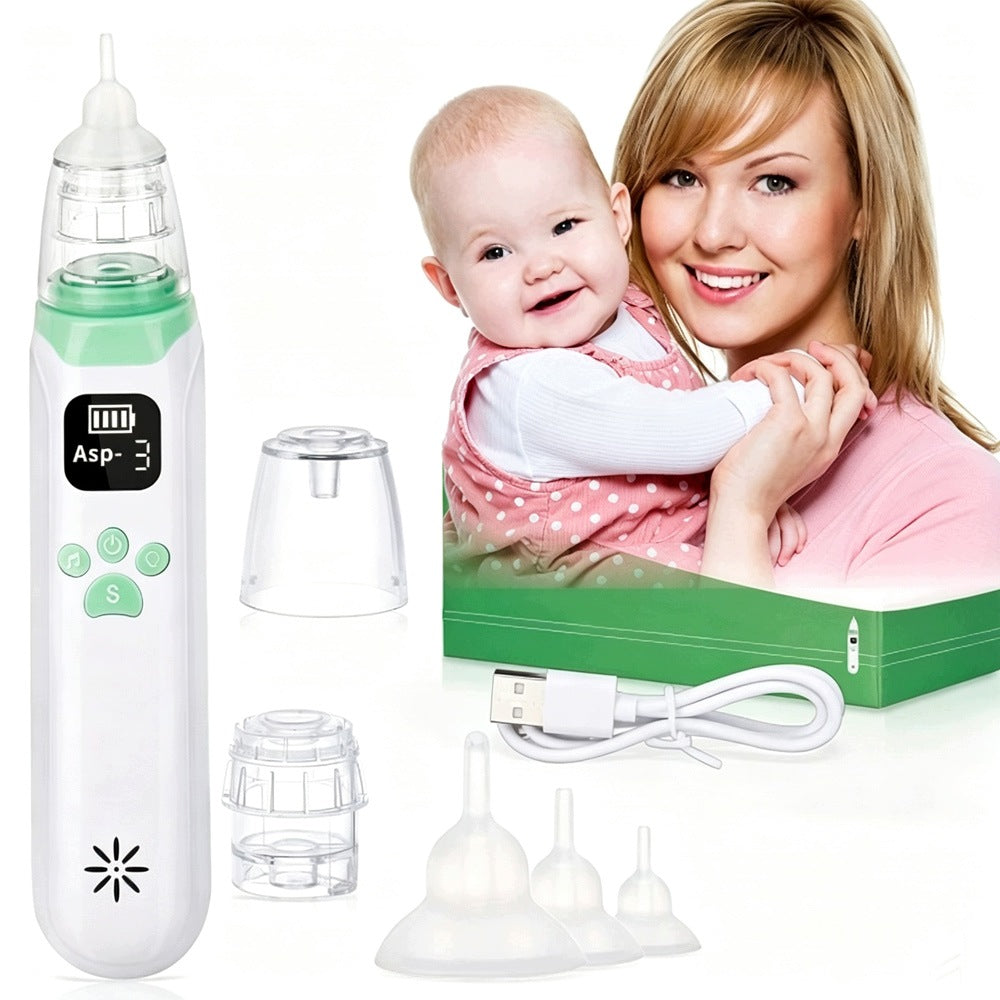 Electric Nasal Aspirator - 3 Suction Levels, 3 Tips, USB, LED, Quiet