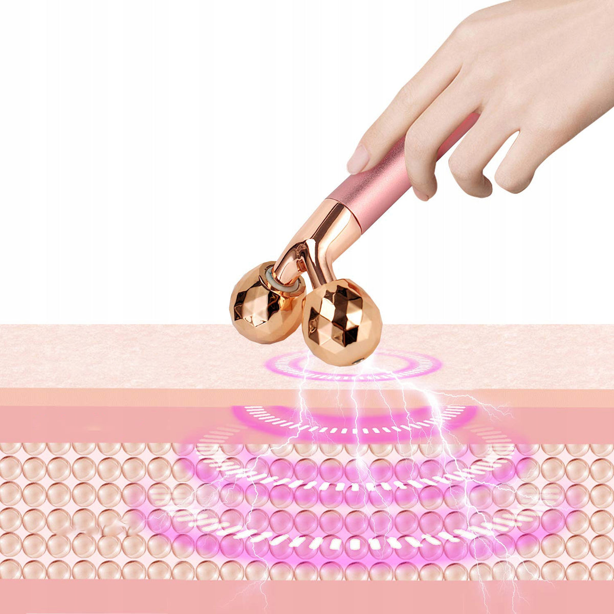 Electric Neck Face Lifting MASSAGER Vibration Roller FIRMING Manufacturer code Wałek 3D różowy 1 szt.