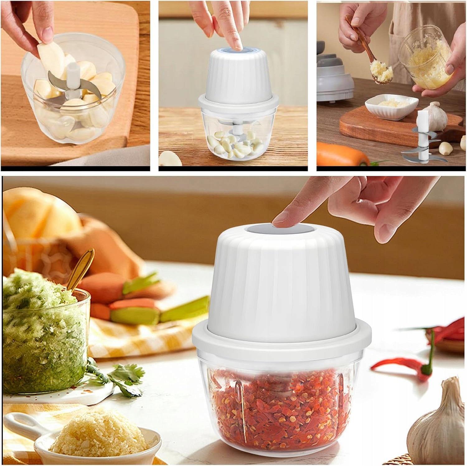 Electric Onion Slicer,Vegetable Shredder, Multifunctional400 ML Dominant color white