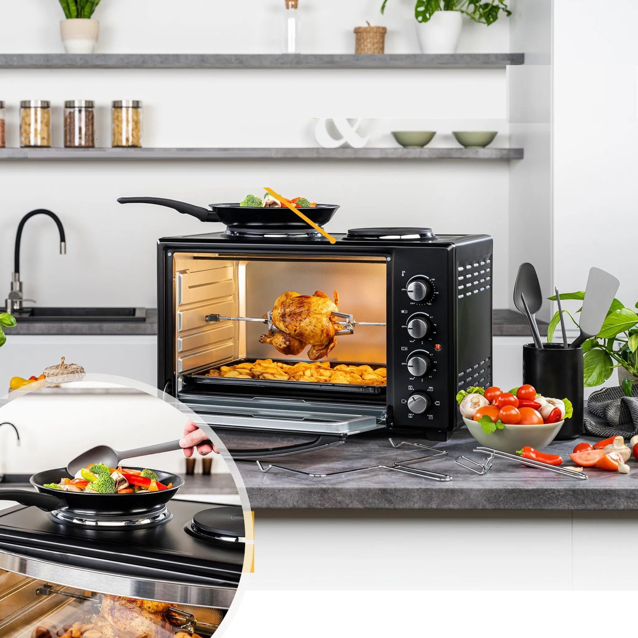 Electric Oven with Stove 2in1 First Austria 60L LED 3400W Grill Manufacturer code FA-5045-5