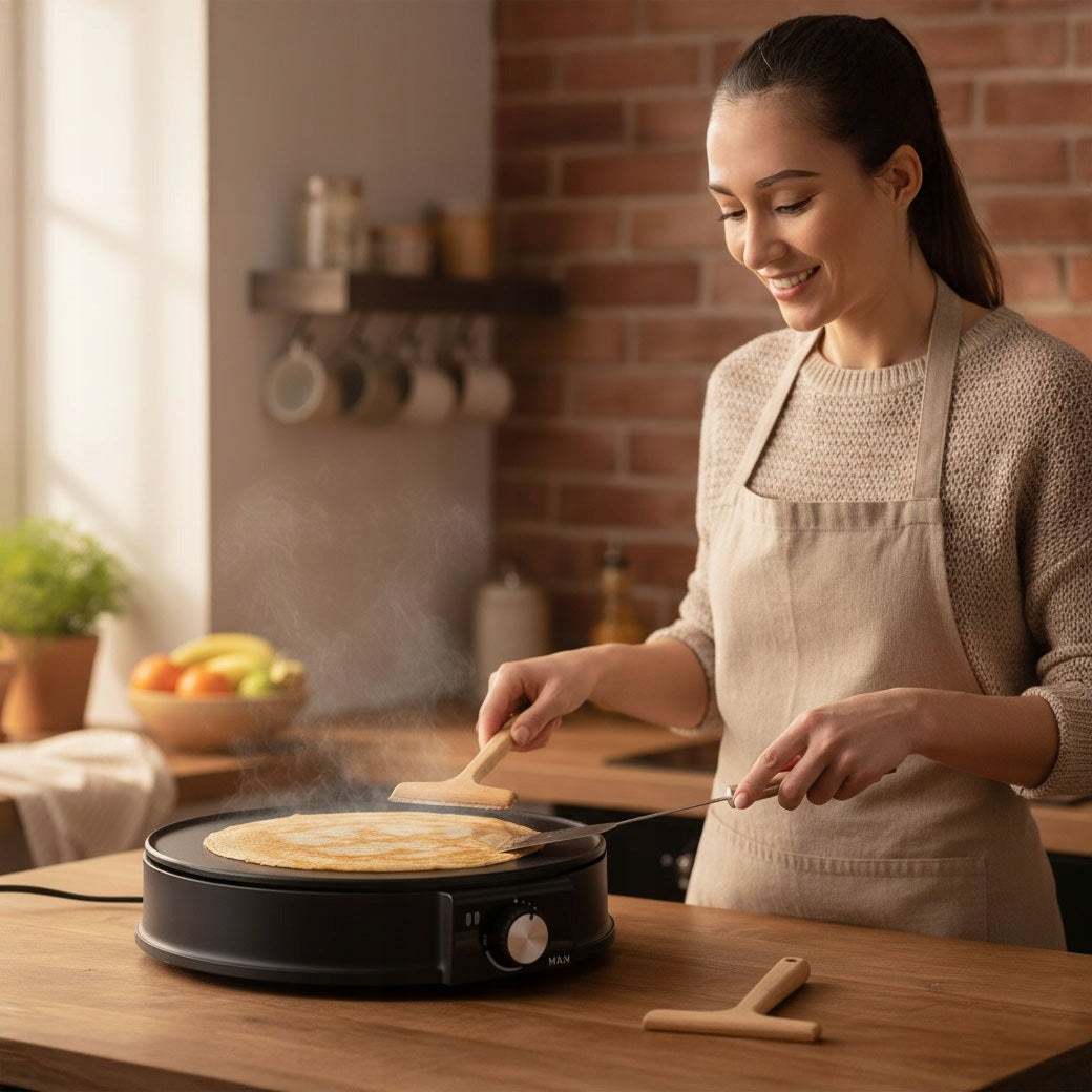 Electric Pancake Maker 1200w With Teflon Coating - Fat Free Frying Packaging status original
