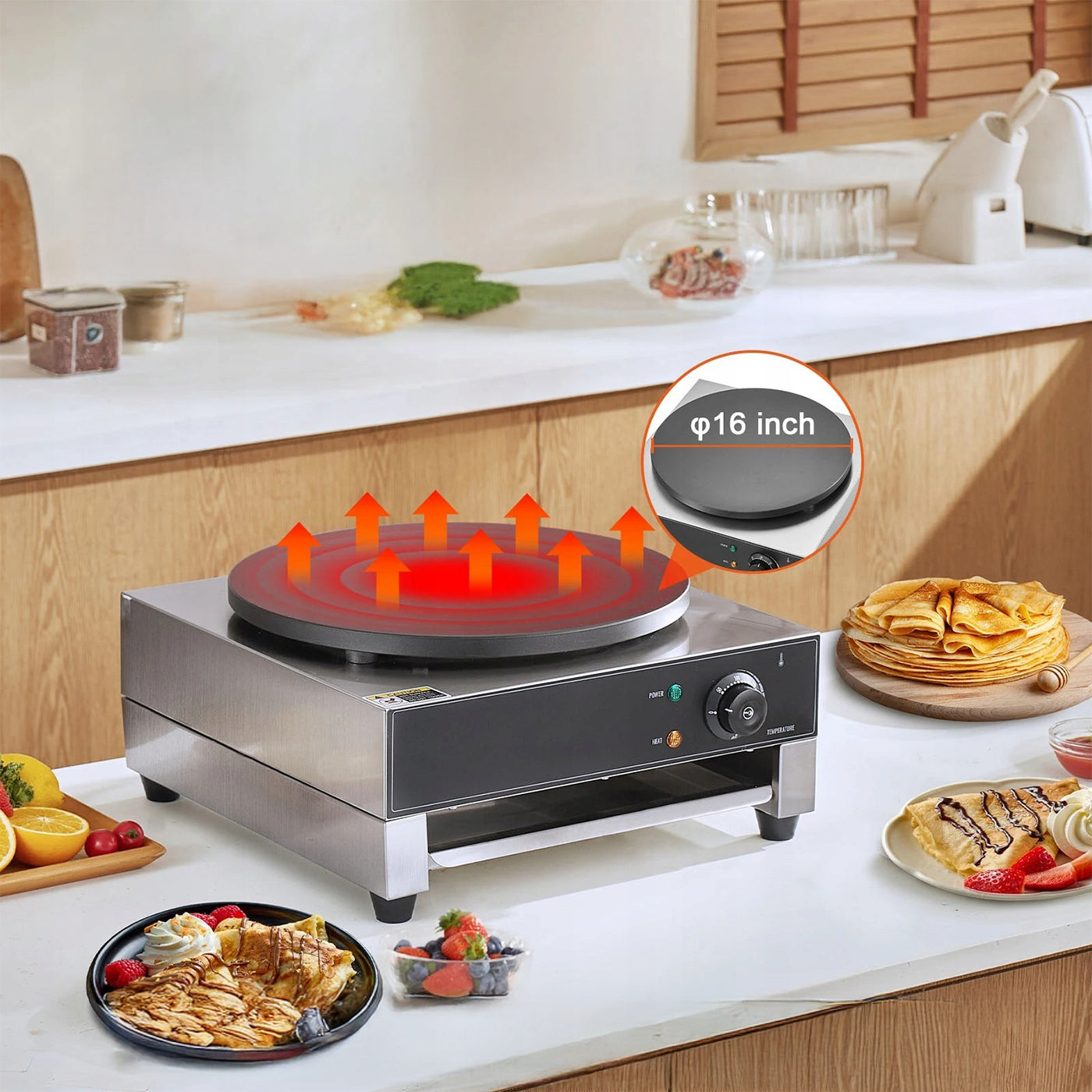 Electric Pancake Maker 40cm Professional 3000W Gastro Non-stick Power rating 3000 W