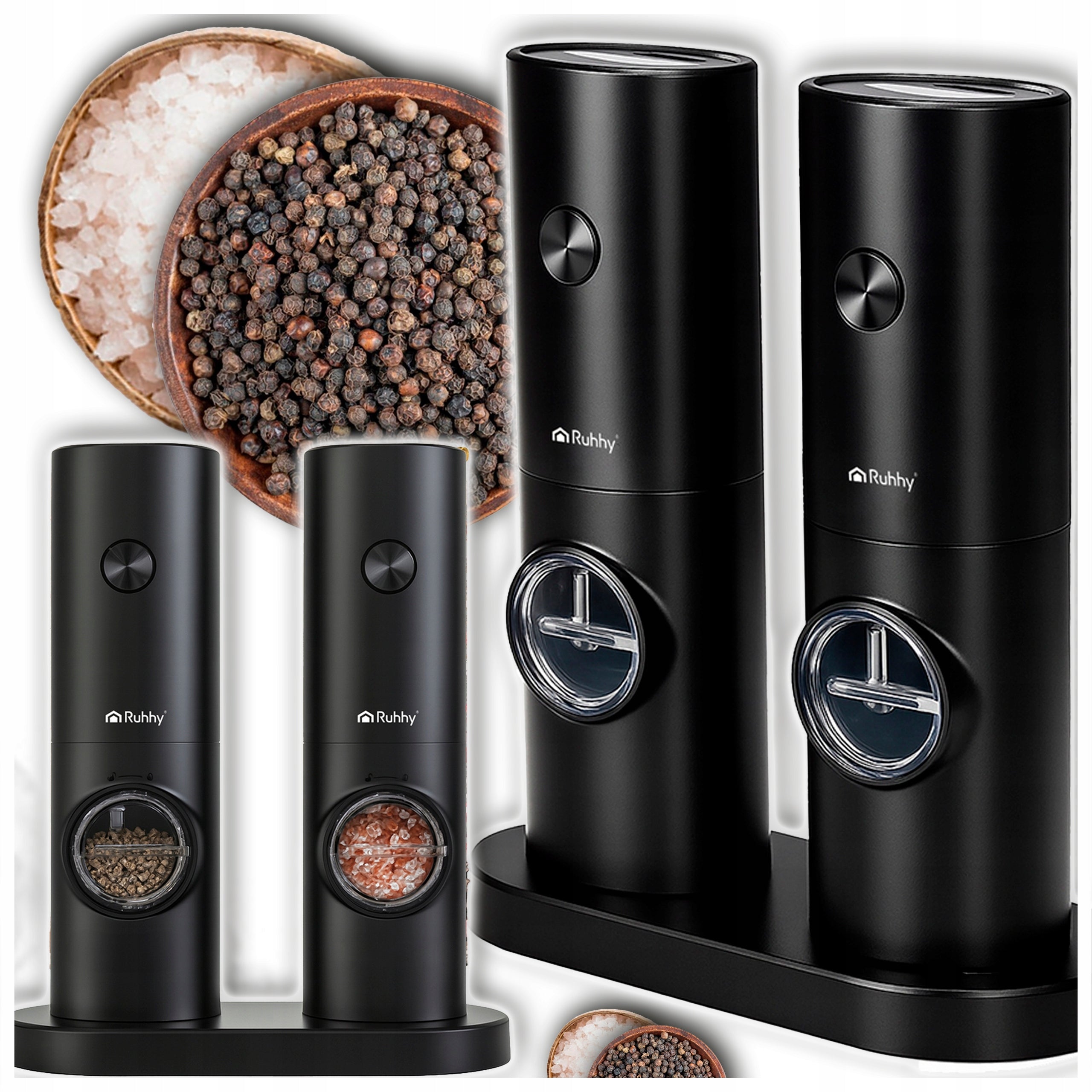 Electric Pepper Salt Grinder Spice Set of 2 LED Precision