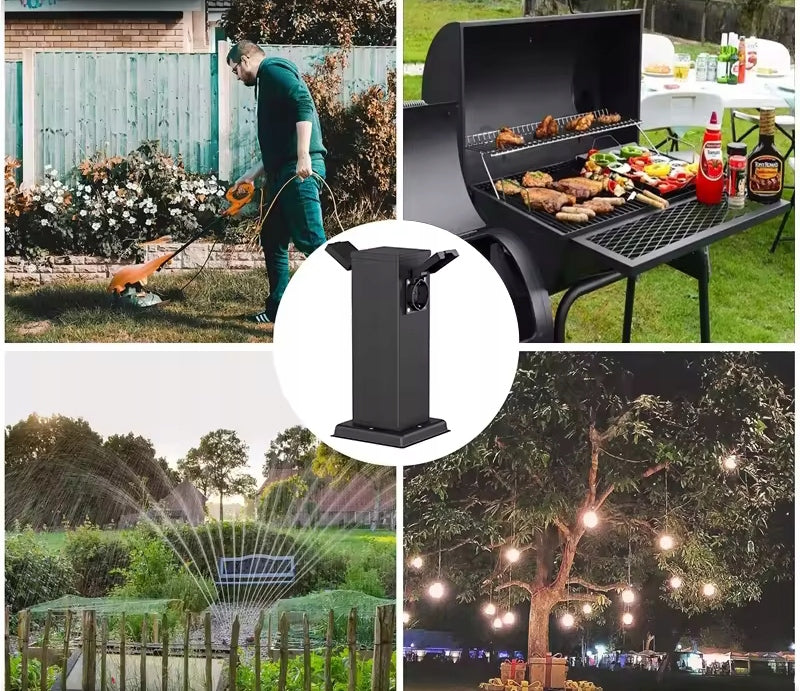 Electric Post Garden Standing Lamp 2x Hermetic Socket 30cm 16A Product height 30 cm