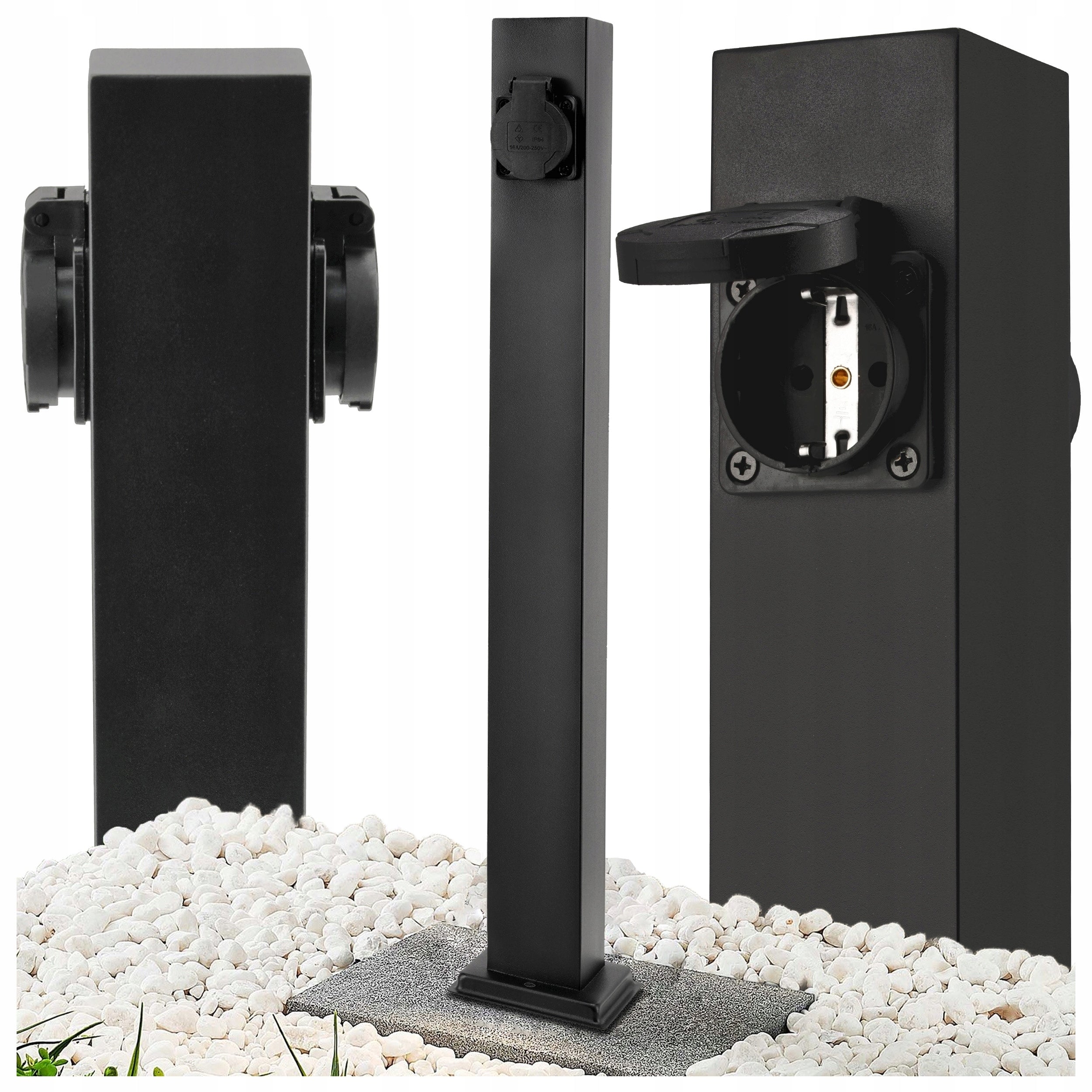 Electric Post Garden Standing Lamp 2x Hermetic Socket 60cm 16A
