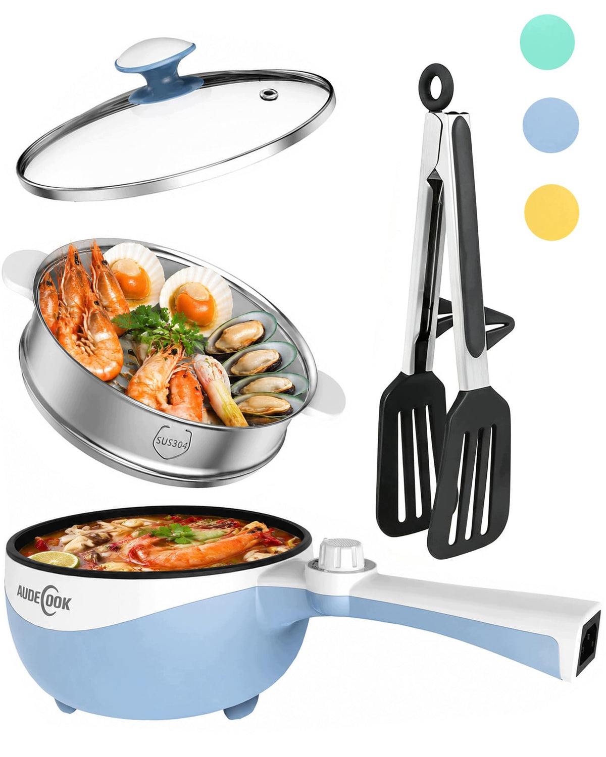 Electric Pot Hot Pot Portable Mini Blue 1,7 L AUDECOOK