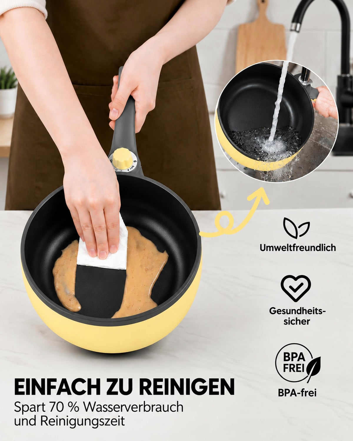 Electric Pot Hot Pot Portable Yellow 1 5 L AUDCOOK AUDECOOK Model 8617-500ES