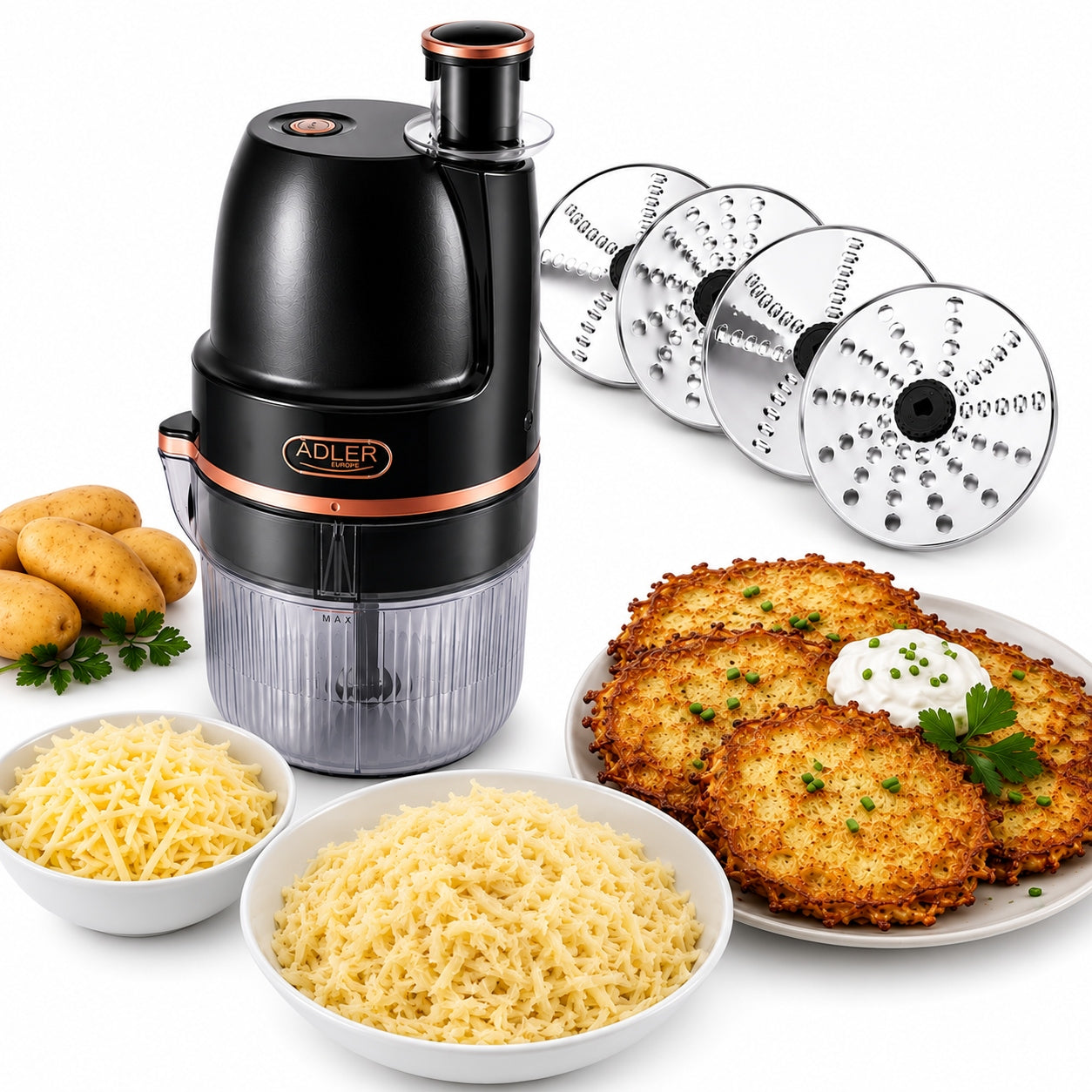 Electric Potato Grater and Vegetable Grater ADLER AD 4818 4in1