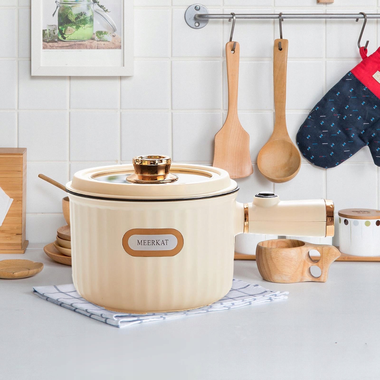 Electric Pots, Electric Rice Cooker, Nonstick 2 Gear Dry Protection Dominant color beige
