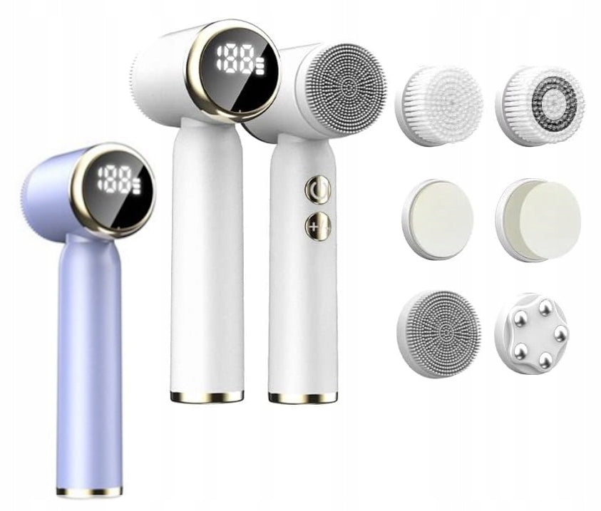 Electric SONIC WASHING BRUSH Massage FACE Scrub 6 Overlays