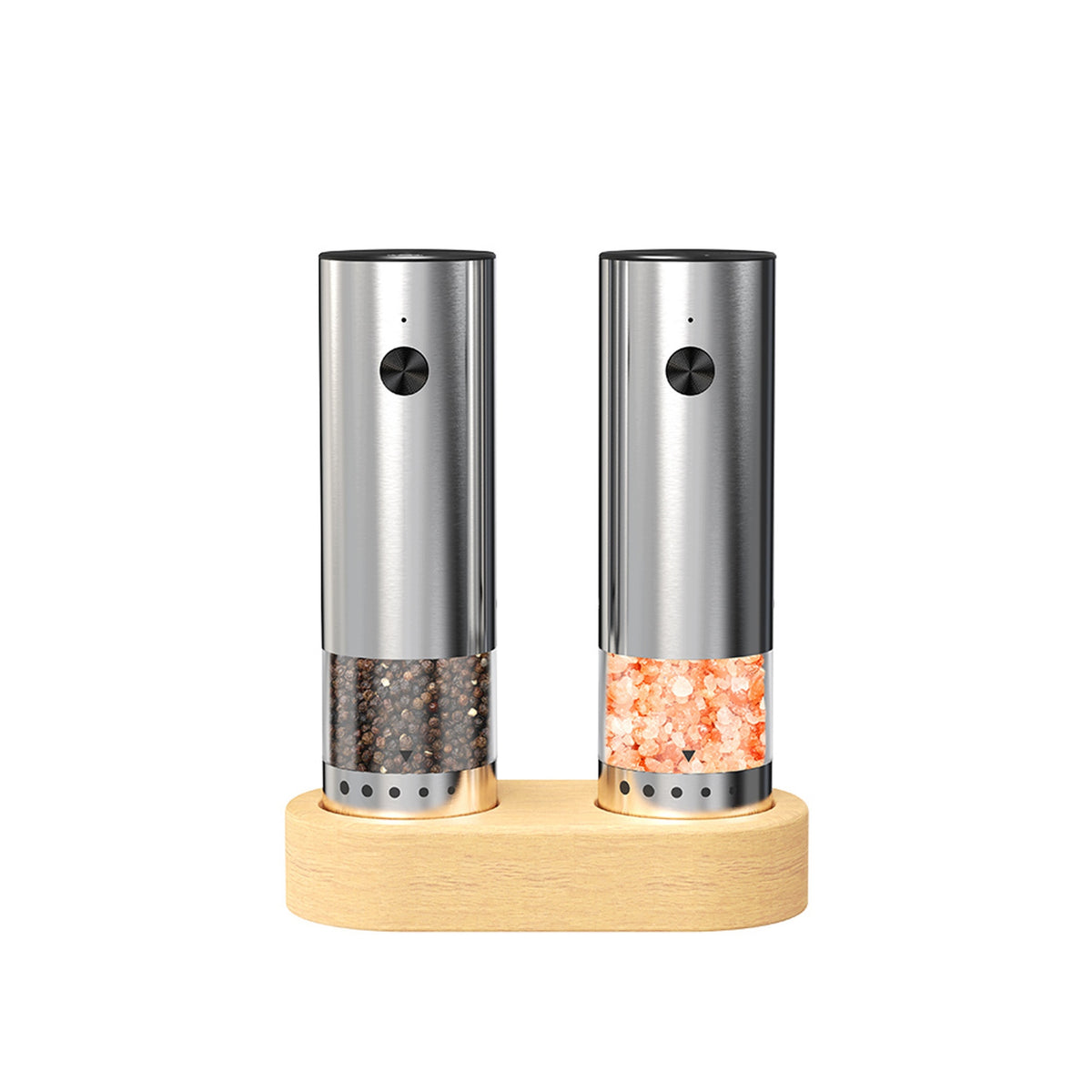 Electric Salt Pepper Grinder with Adjustment Set of 2 Chrome Packaging status original