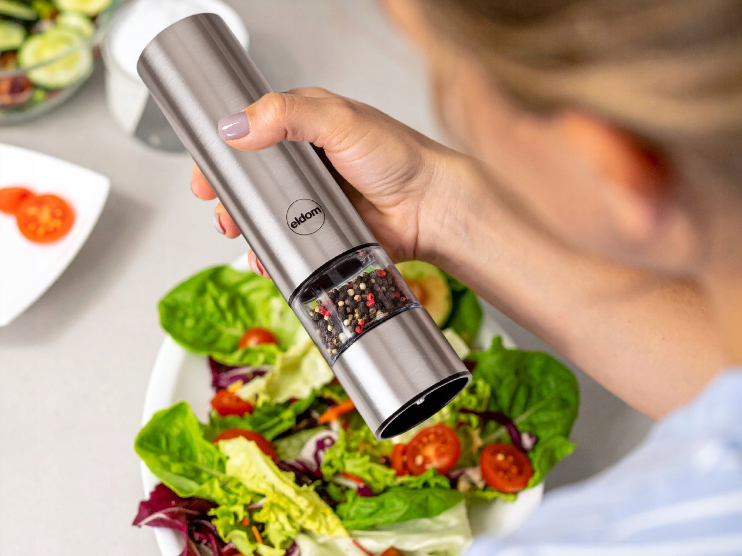 Electric Salt and Pepper Grinder MP24 Eldom Steel LED Adjustment Manufacturer code MP24
