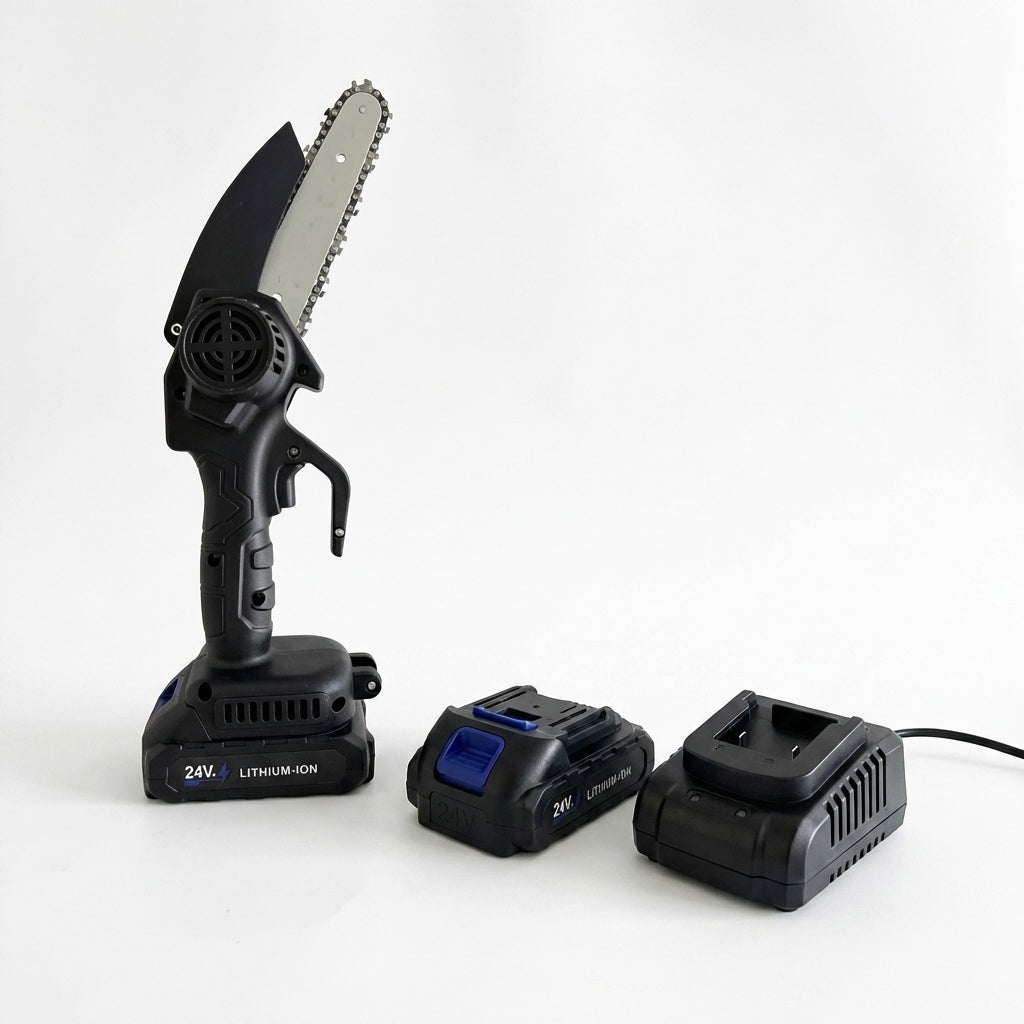 Electric Saw ADM Cordless Mini Wireless Chain Blue Batteries included yes