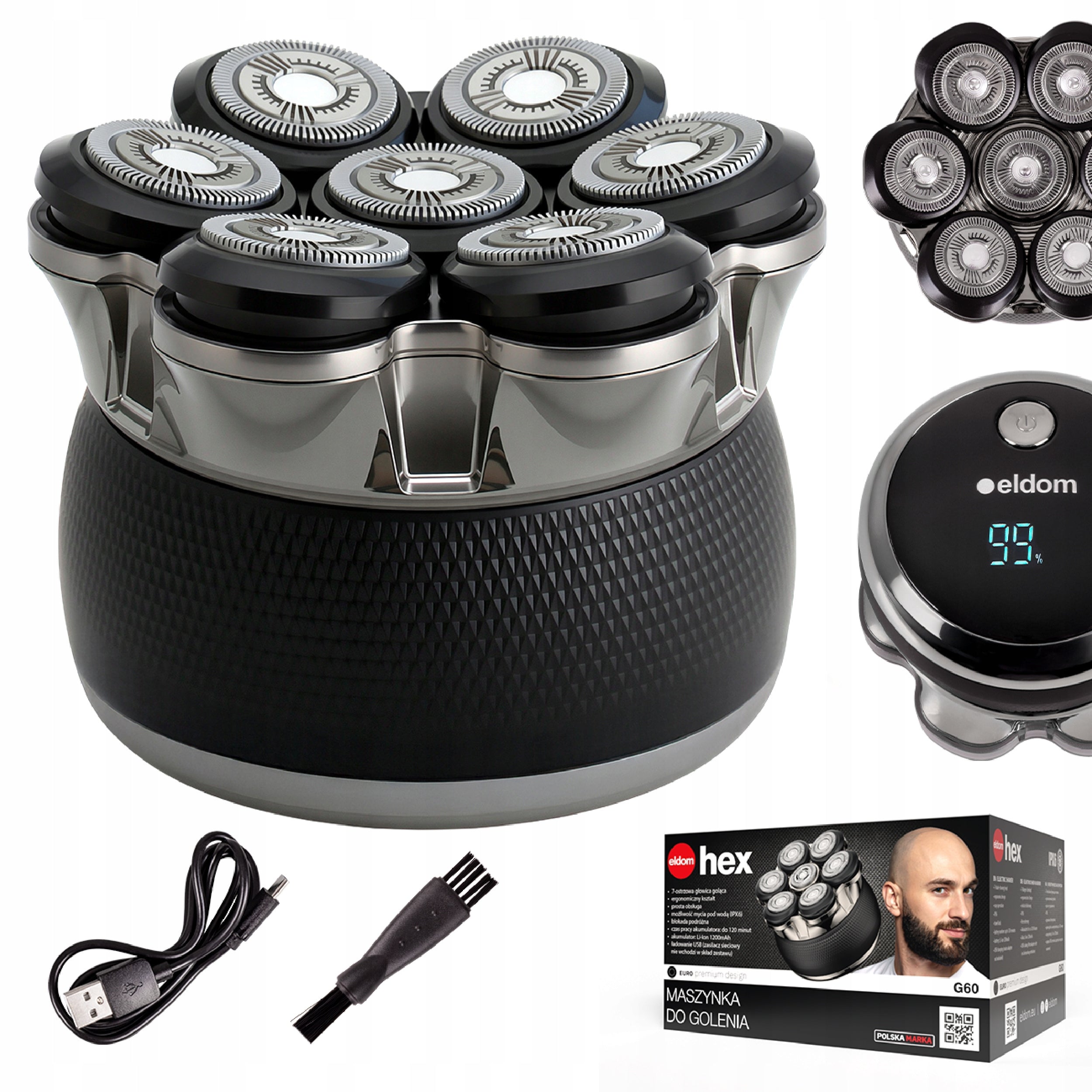 Electric Shaver Men's Head Shaving 7 Blade Head G60 Haircutter