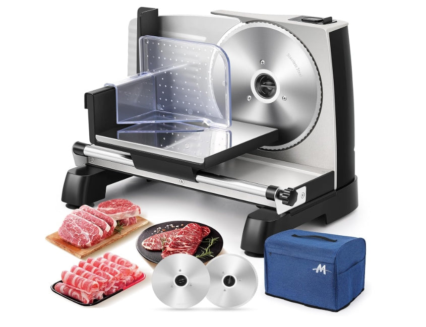 Electric Slicer Adjustable Thickness for Bread Sausages 2x Blades 200W