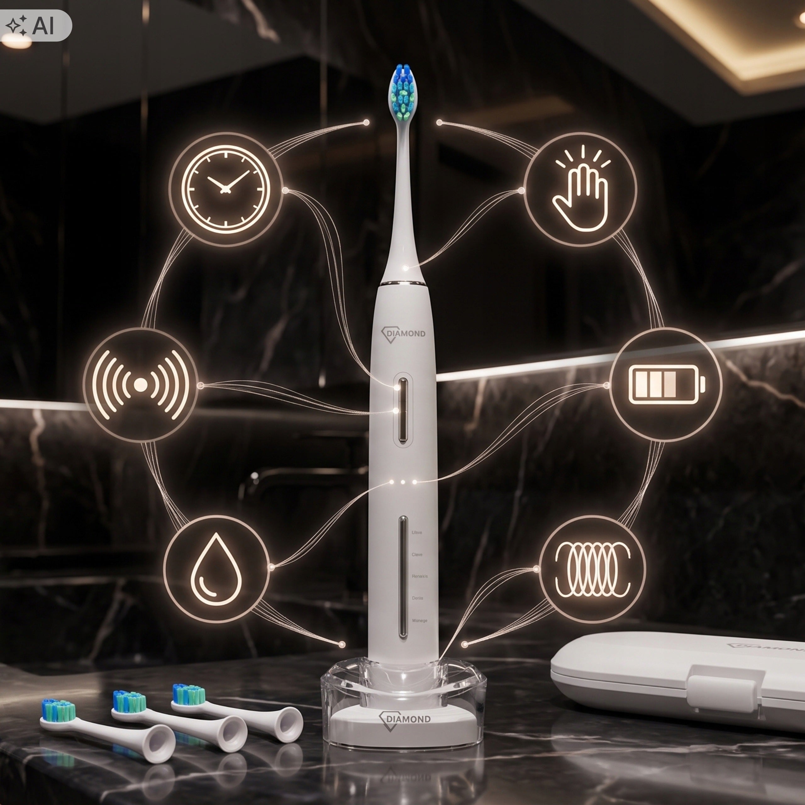 Electric Sonic Toothbrush 4 Tips INDUCTION Pressure Sensor 15 TR Packaging status original