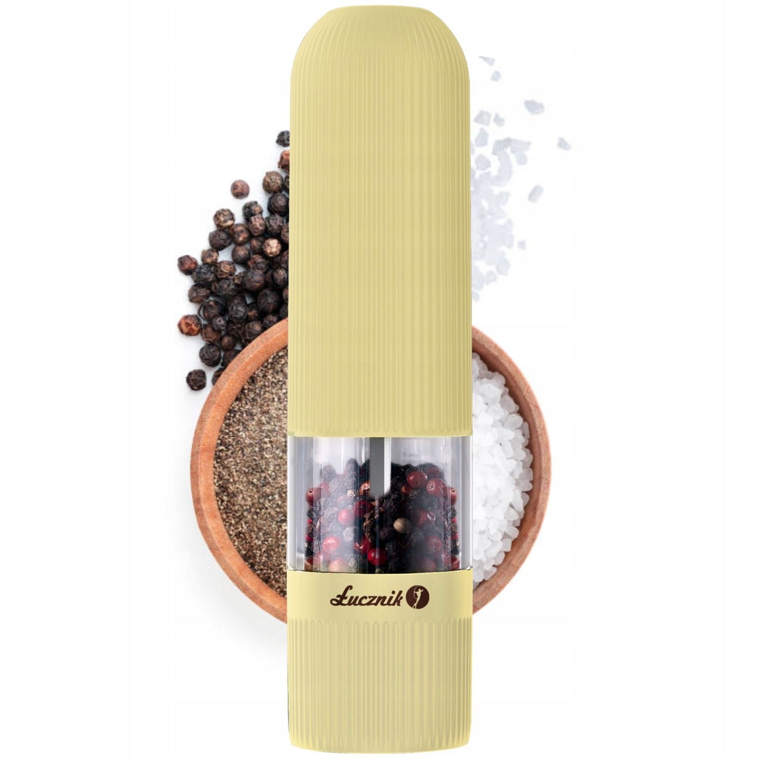 Electric Spice Pepper Salt Grinder Ceramic Adjustment LED Vanilla