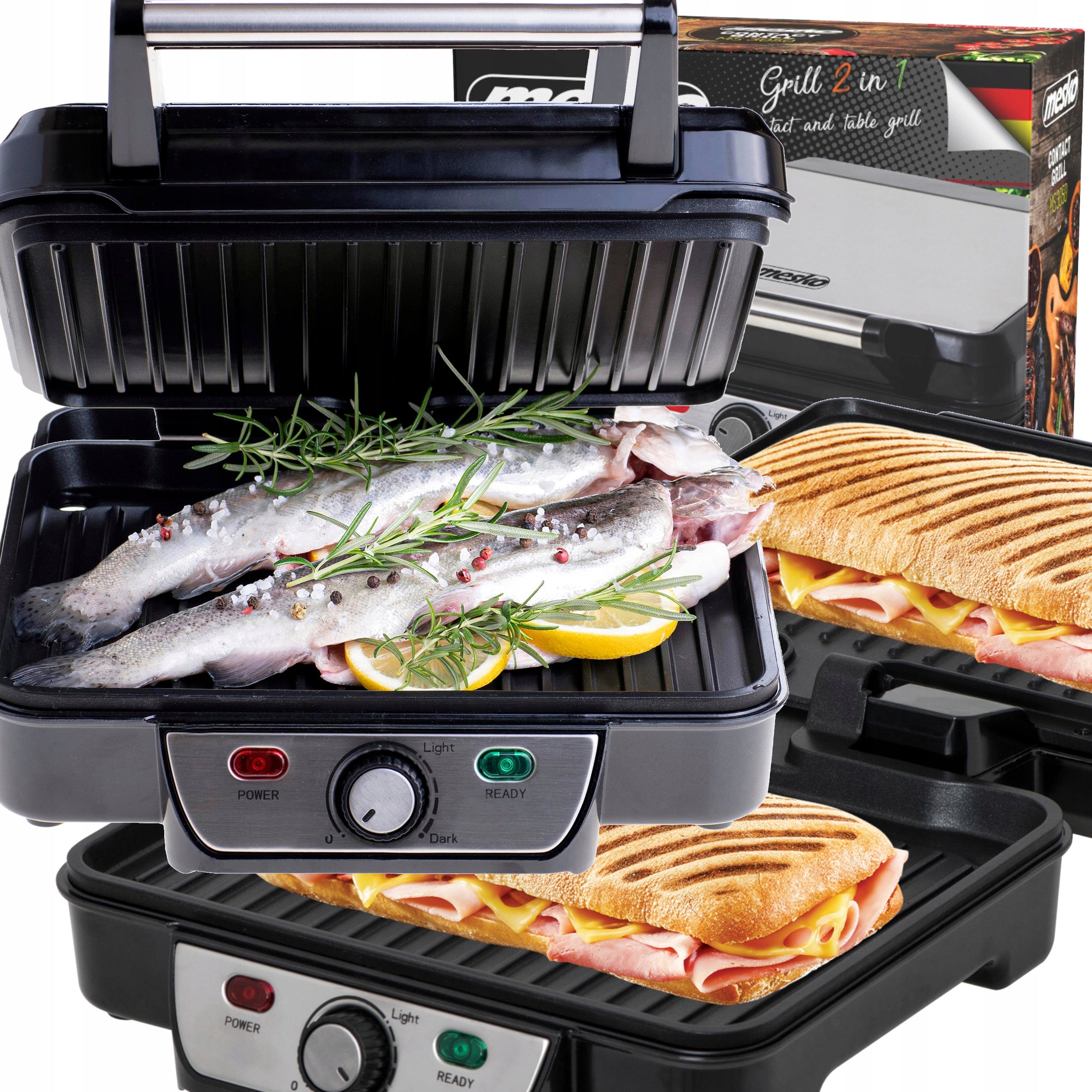 Electric Table Grill 180 Degree XL Strong Large 2500W Spatula Drainer