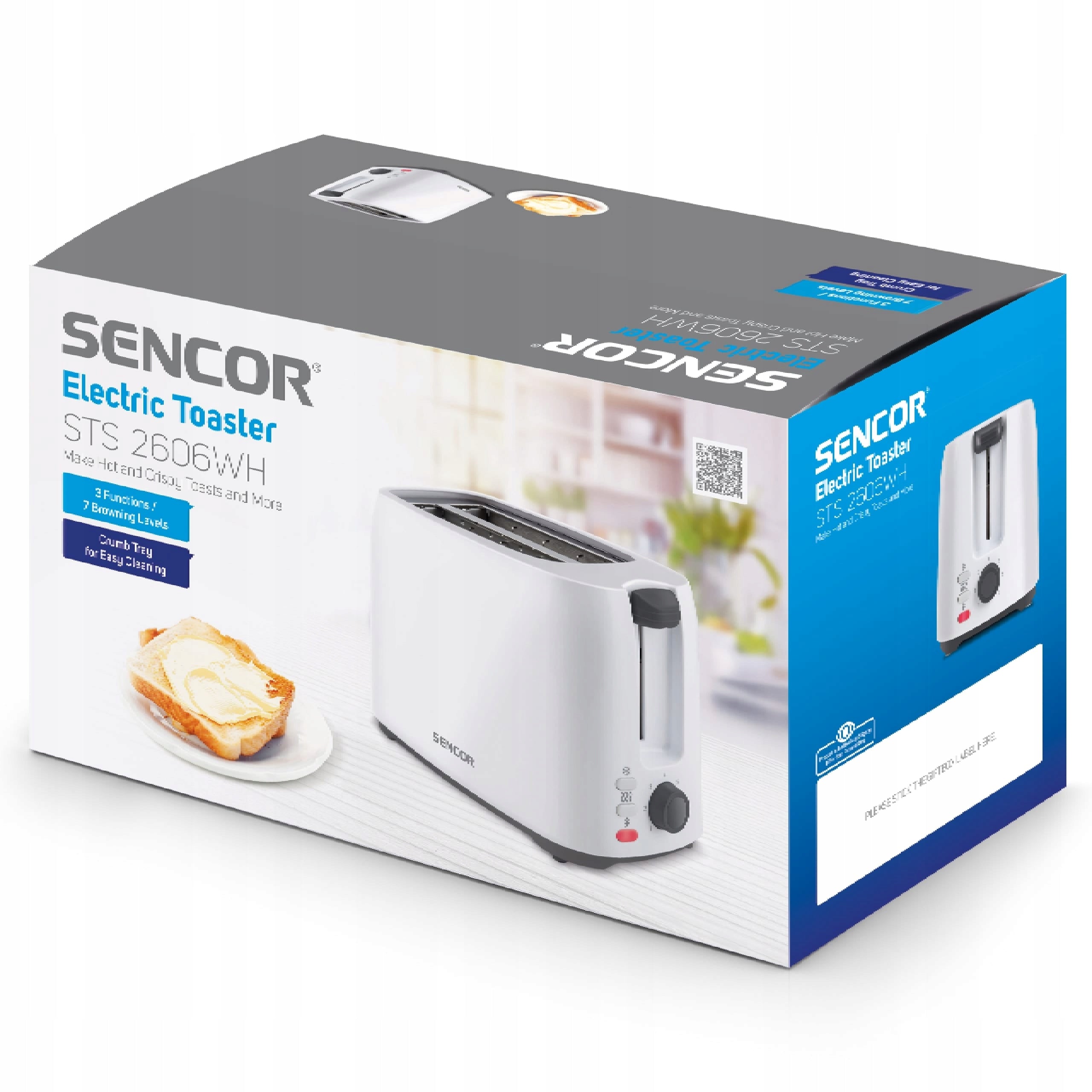 Electric Toaster Sandwich Toaster 750W 2 TOAST White Sencor STS 2606WH Packaging status original