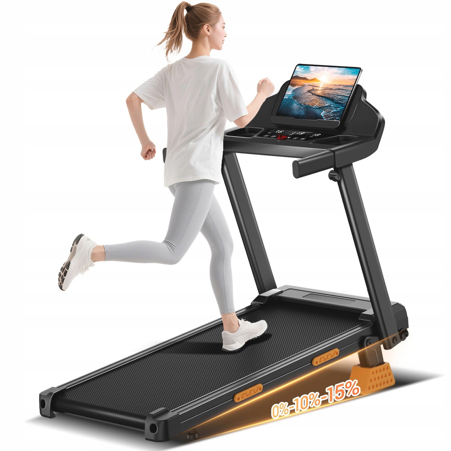 Electric Treadmill 15% Incline, 180 kg Weight Capacity, 40 cm Belt