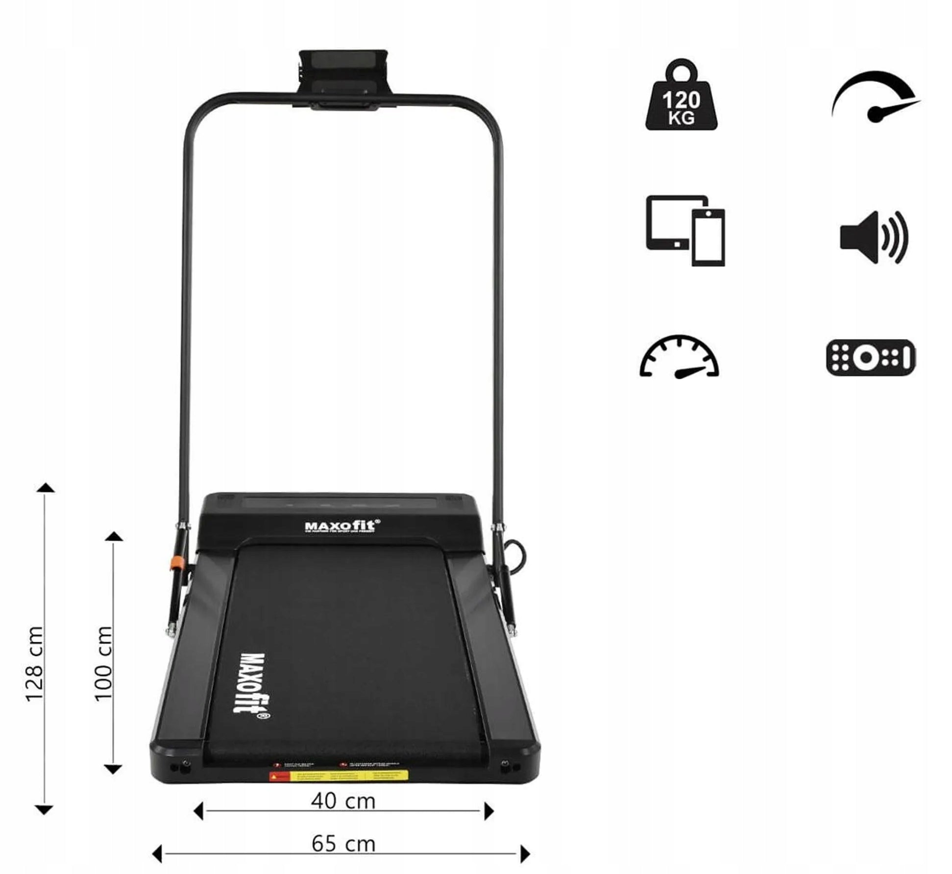 Electric Treadmill Folding Flat Shock Absorption Bluetooth Remote Control 120kg Manufacturer code Bieżnia Elektryczna Składana Płasko Maxofit