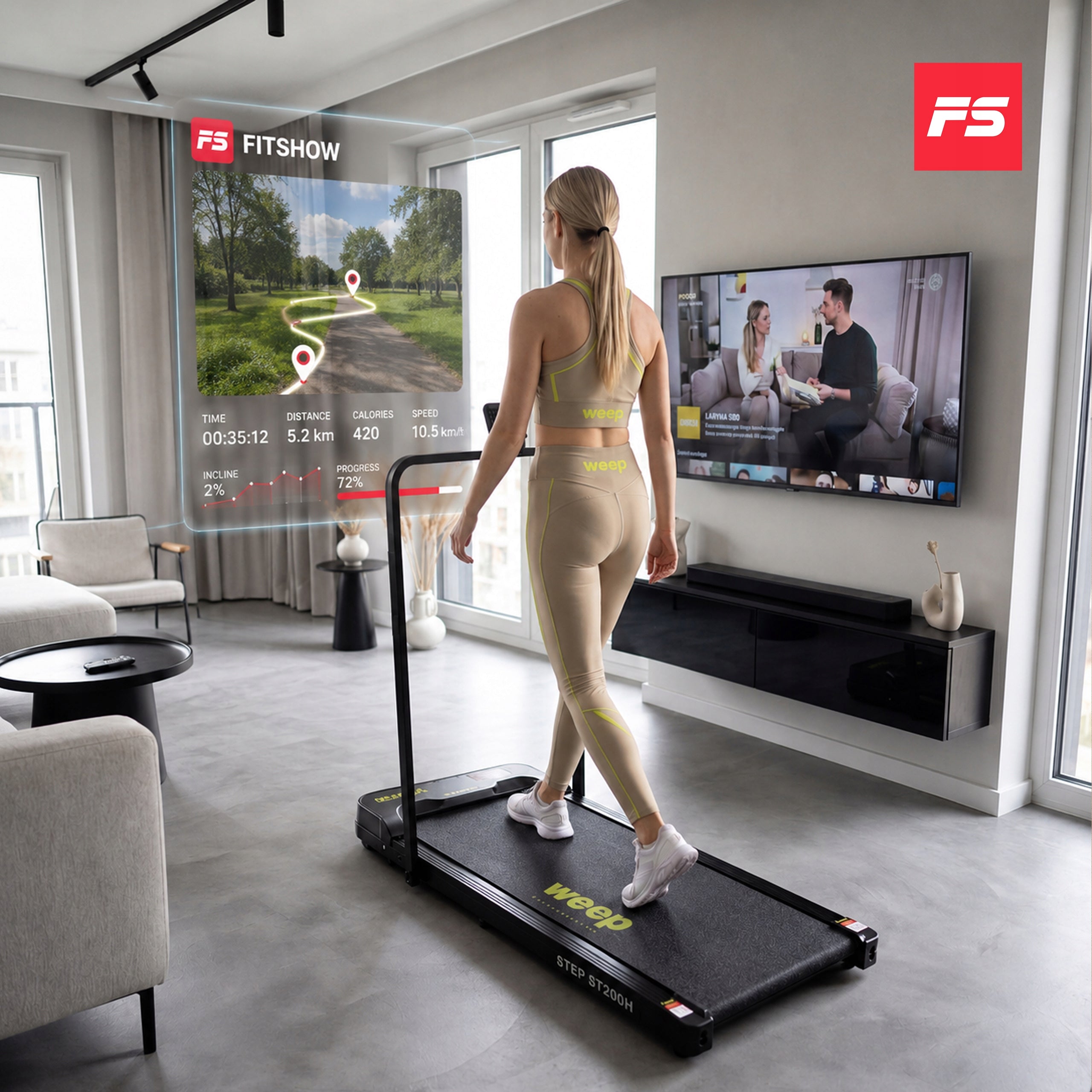 Electric Treadmill Under Bed Desk WEEP STEP 2in1 2 position inclination 10km/h Manufacturer code Bieżnia elektryczna pod biurko WEEP STEP 200h