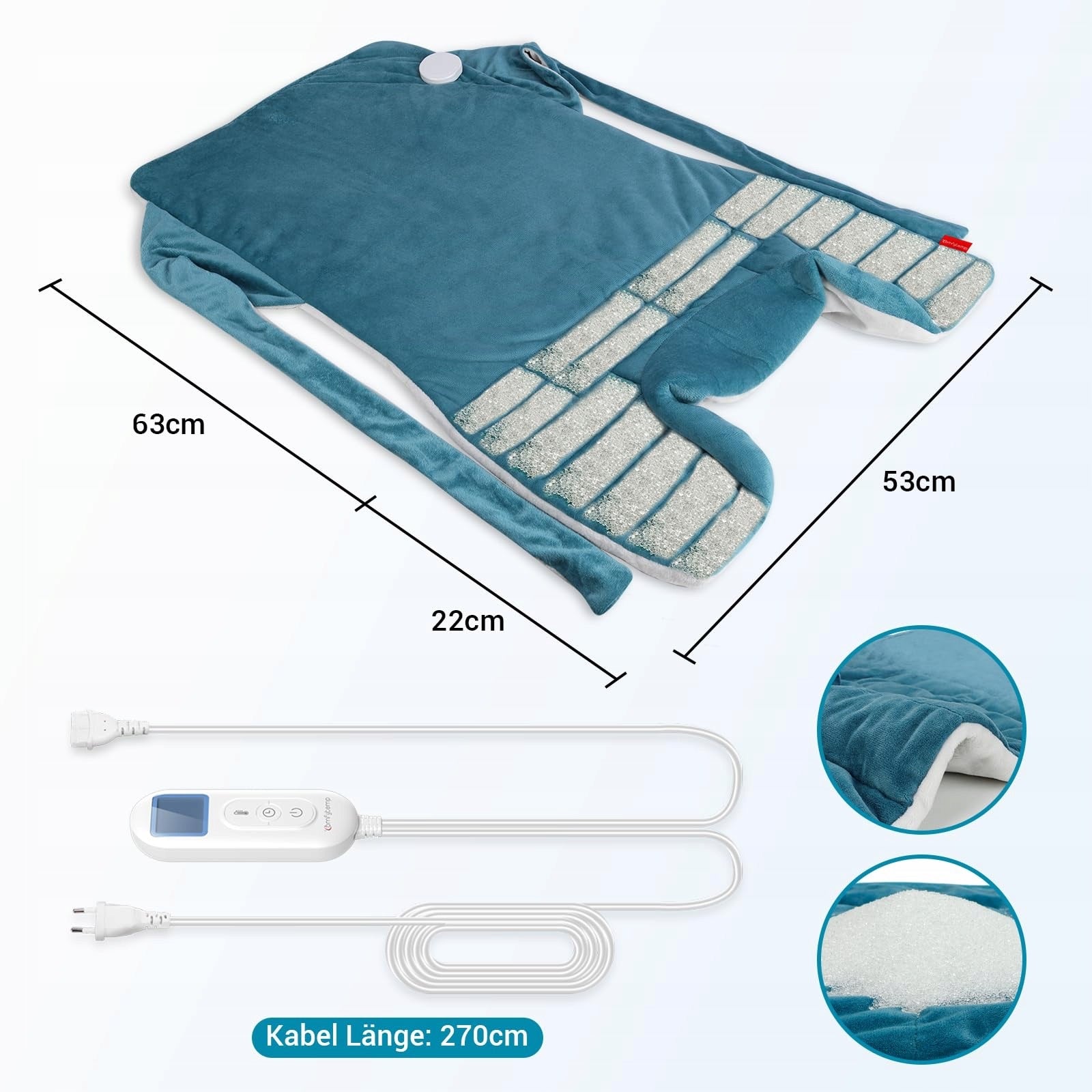 Electric back cushion neck heating belt weighted Comfytemp 85x53 Medical device no