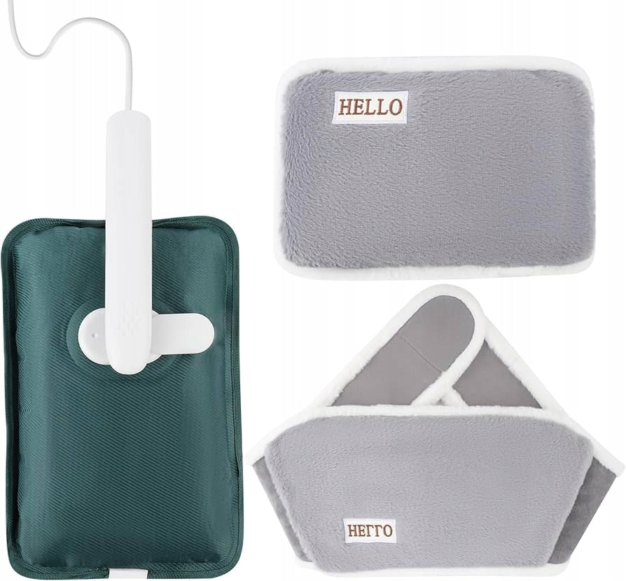 Electric battery hot water bottle with soft strap and HYwecy glove