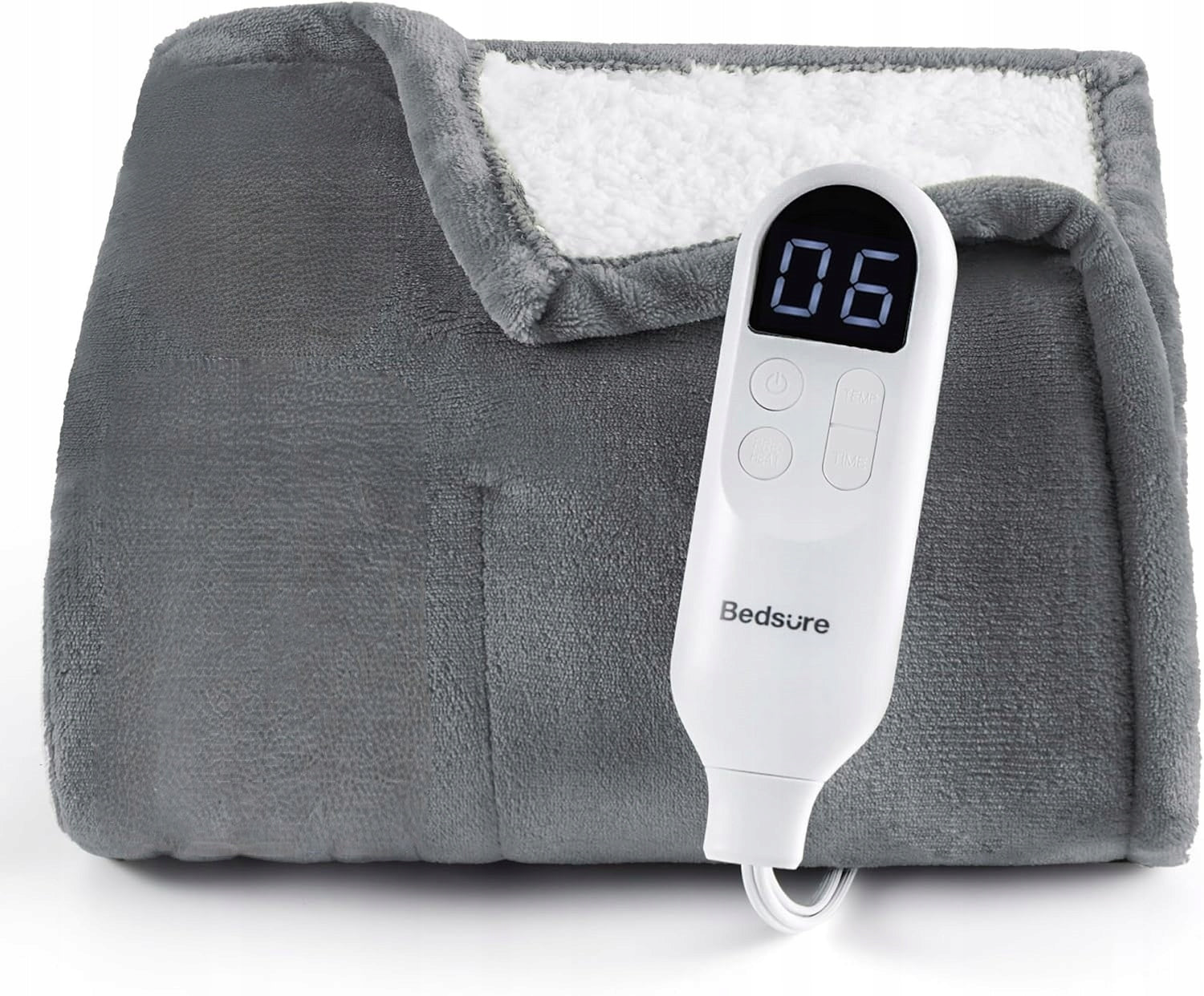 Electric blanket 130x180 cm grey 6 heat levels 10h timer BEDSURE
