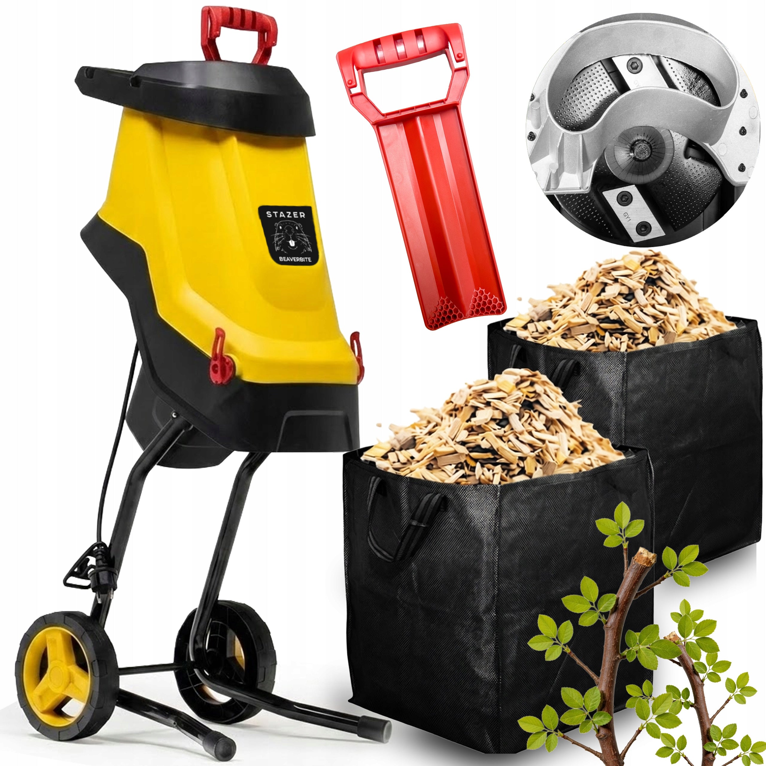 Electric chipper for branches two knives tank 45l 45mm 3600W