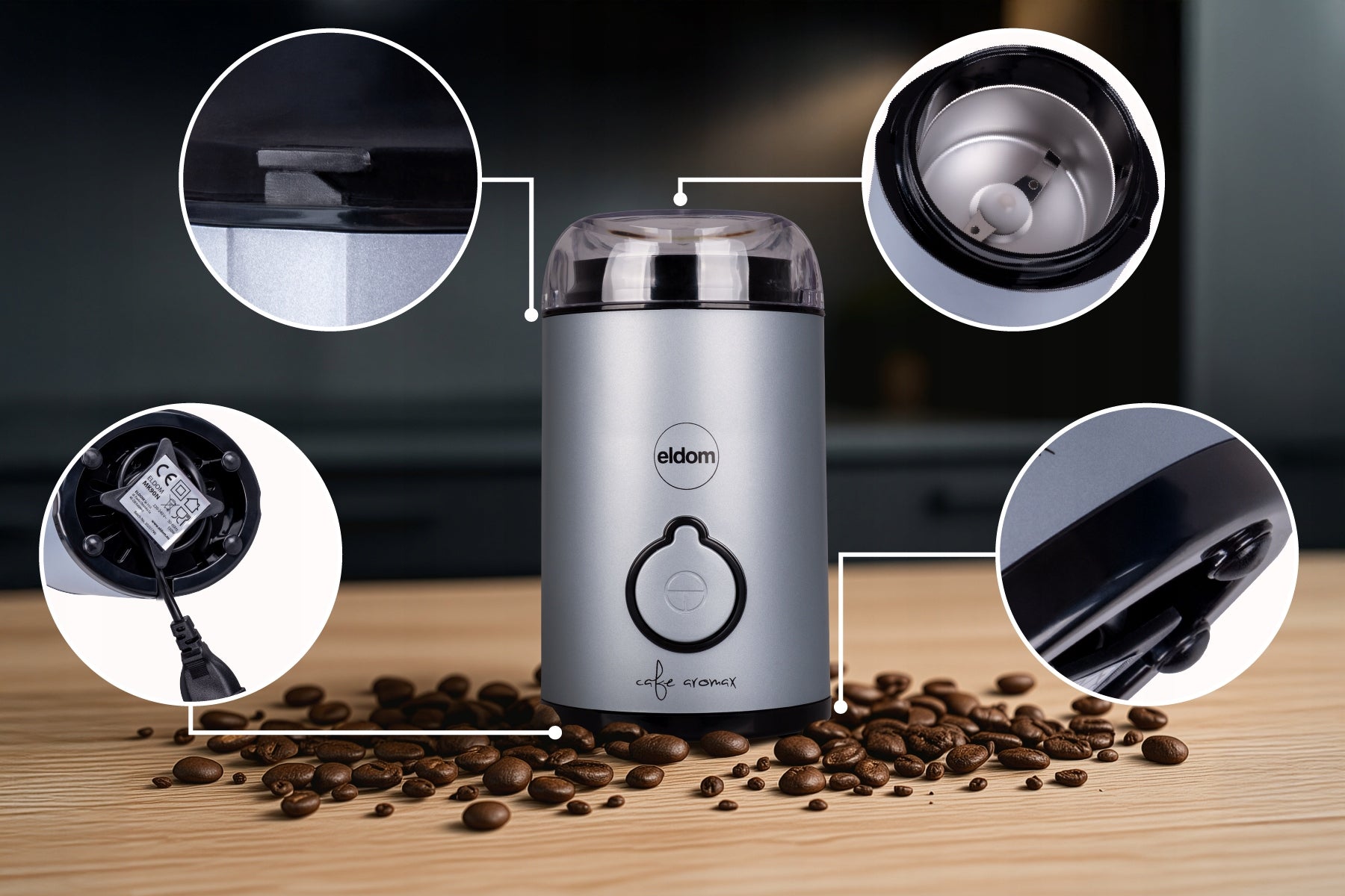 Electric coffee grinder MK90N beano Eldom matt blue 60g Manufacturer code MK90N beano