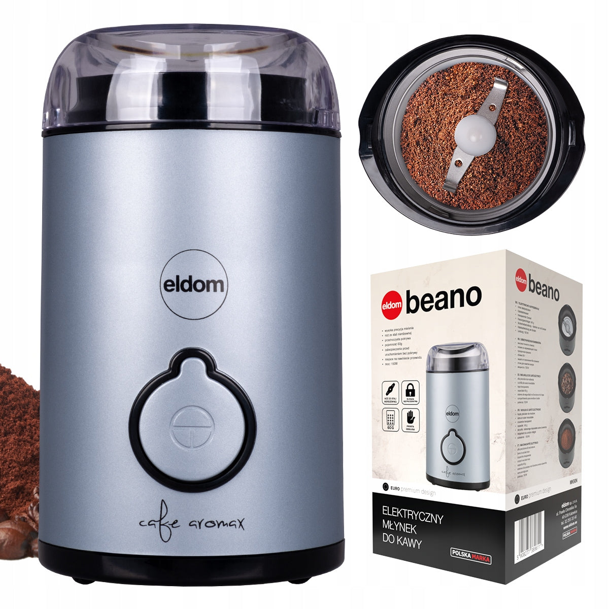 Electric coffee grinder MK90N beano Eldom matt blue 60g