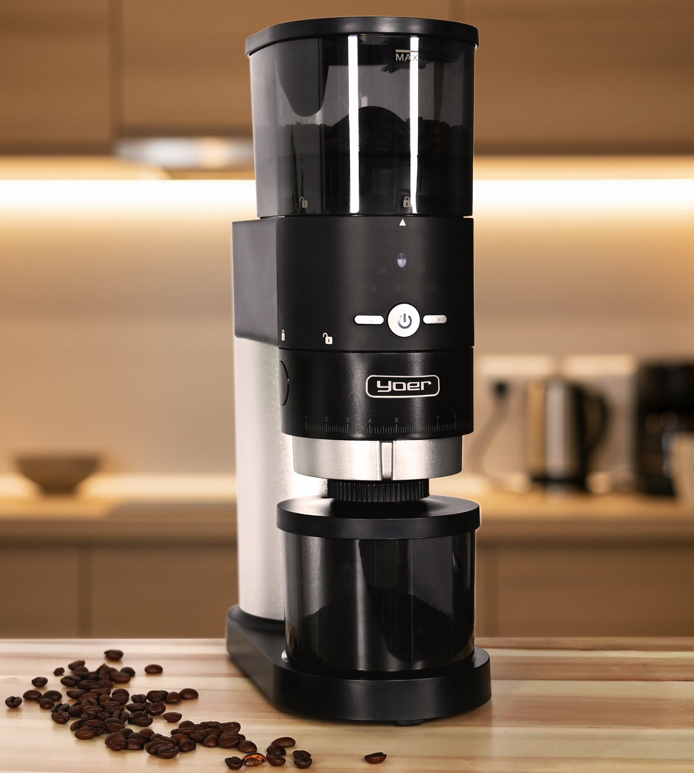 Electric coffee grinder Yoer 350W automatic +43 Grinding levels Packaging status original
