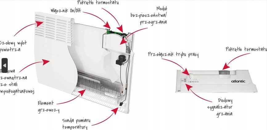 Electric convection heater F119 1500W white standing - 515602 Atlantic Brand Atlantic
