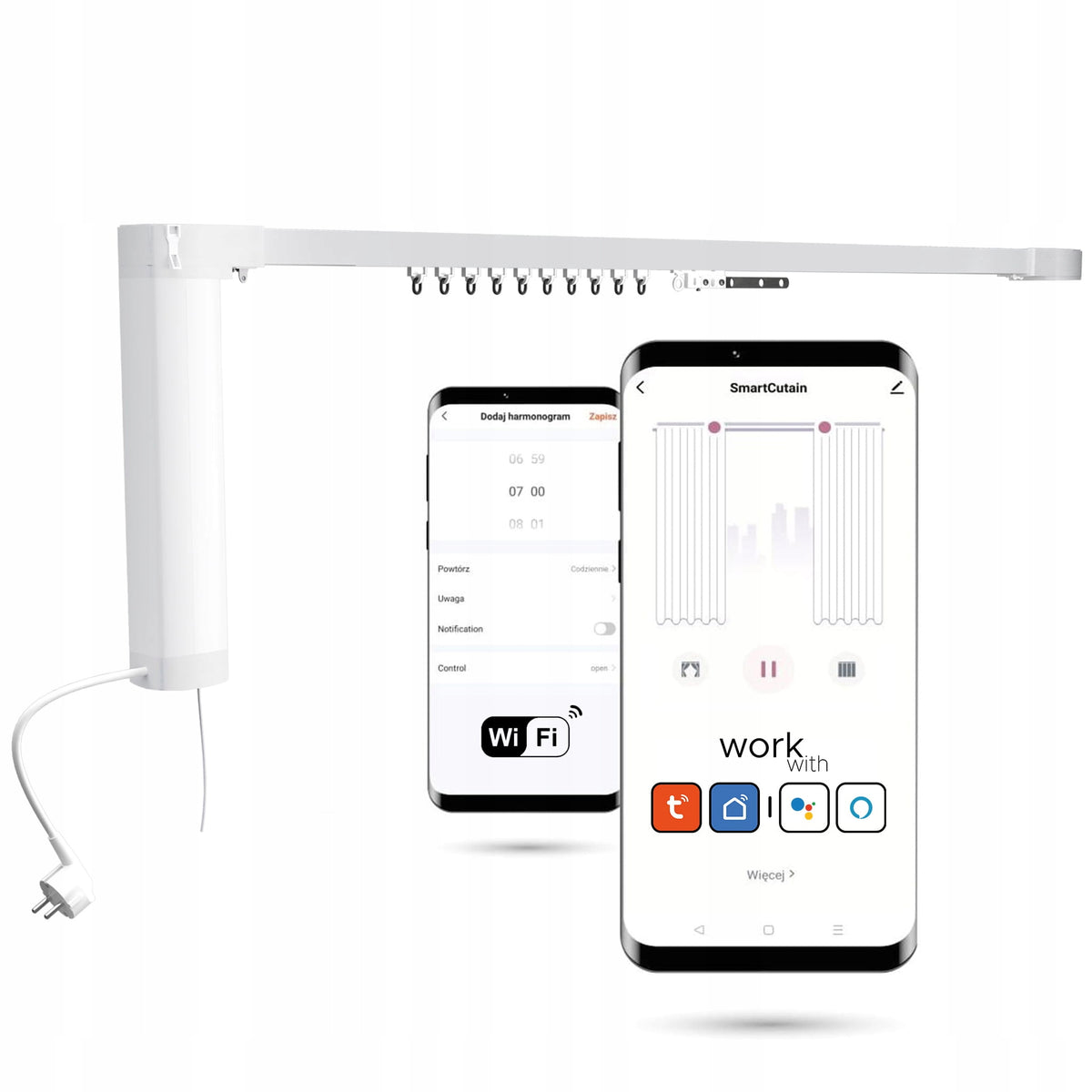 Electric curtain rod WiFi Tuya 2,2m - set