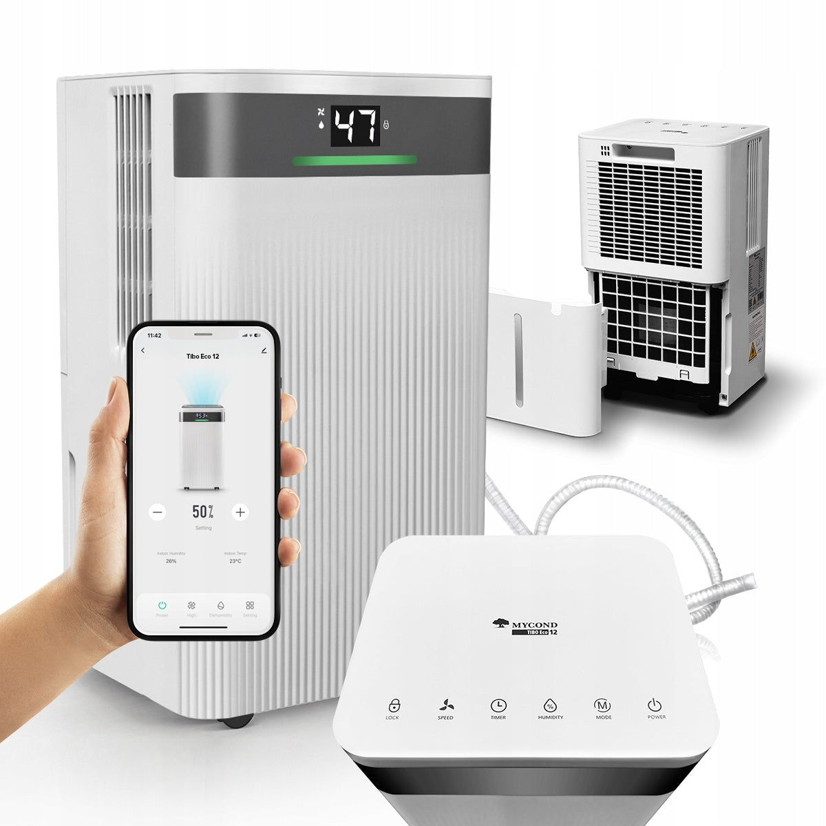 Electric dehumidifier MYCOND Tibo Eco 12L/24h Wi-Fi, Hygrostat