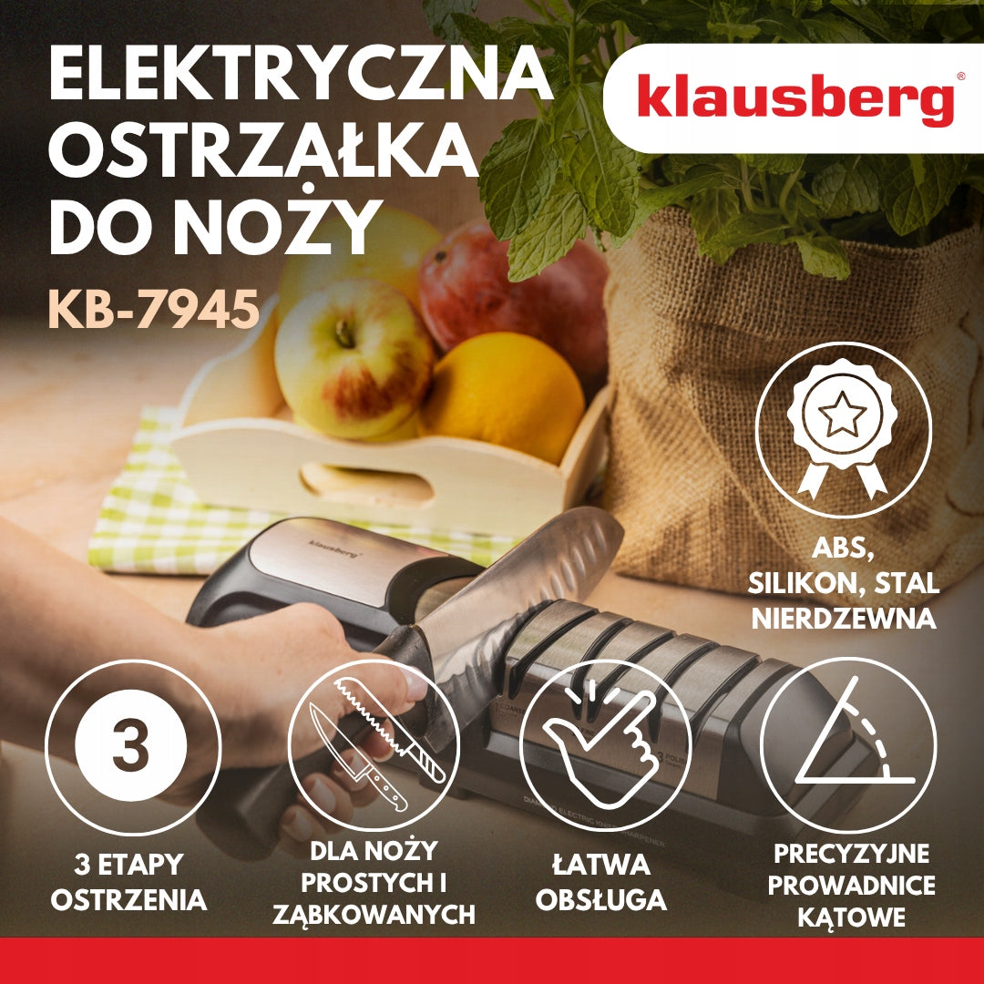 Electric diamond sharpener for knives 3 stages of sharpening Manufacturer code KB-7945