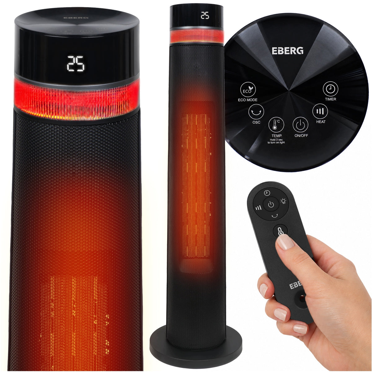 Electric fan heater columnar apron ELVO 2000W thermostat