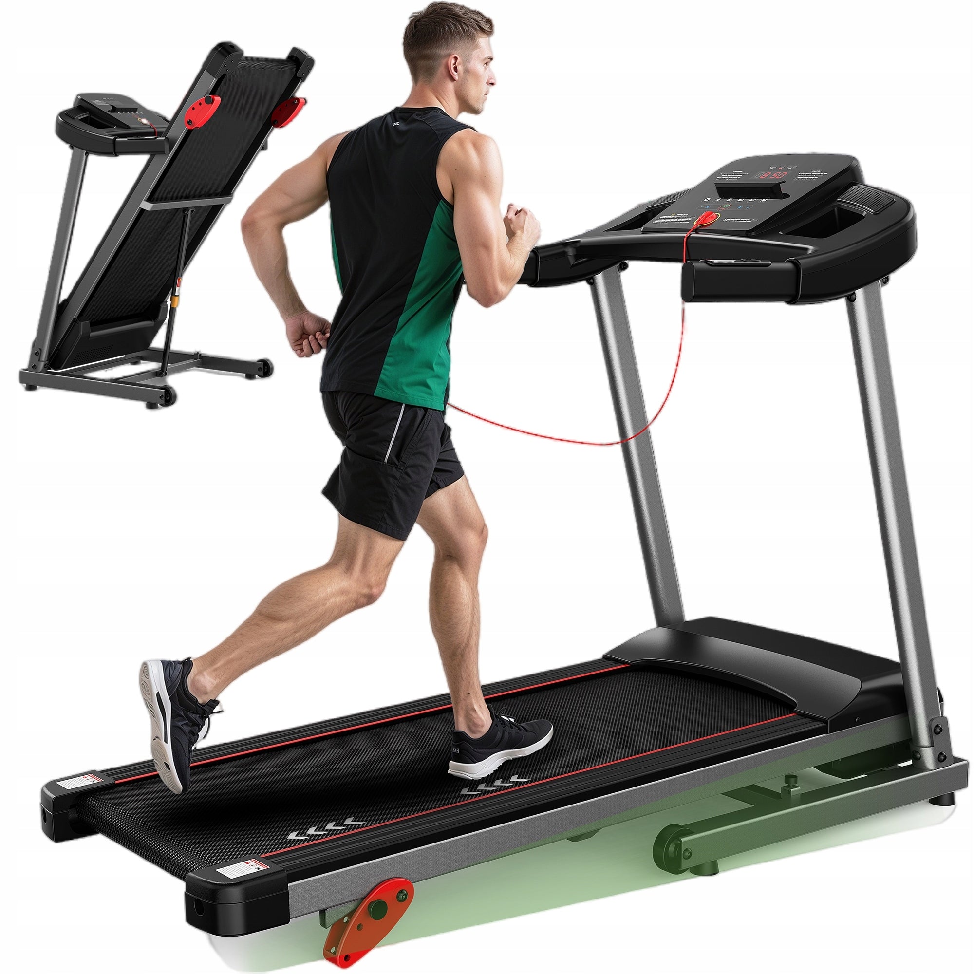 Electric folding treadmill 1-12 km/h, 3 levels of inclination, Bluetooth