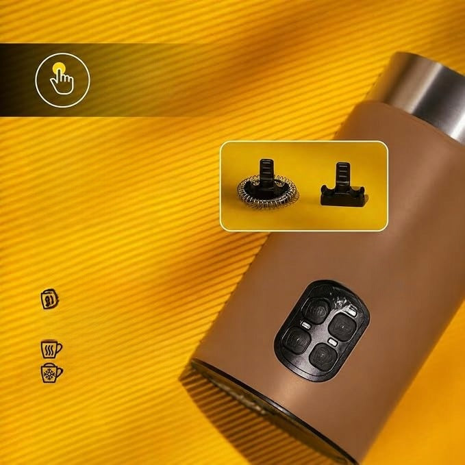 Electric frother and milk heater 4 in 1 steel 240 ml Dominant color brown