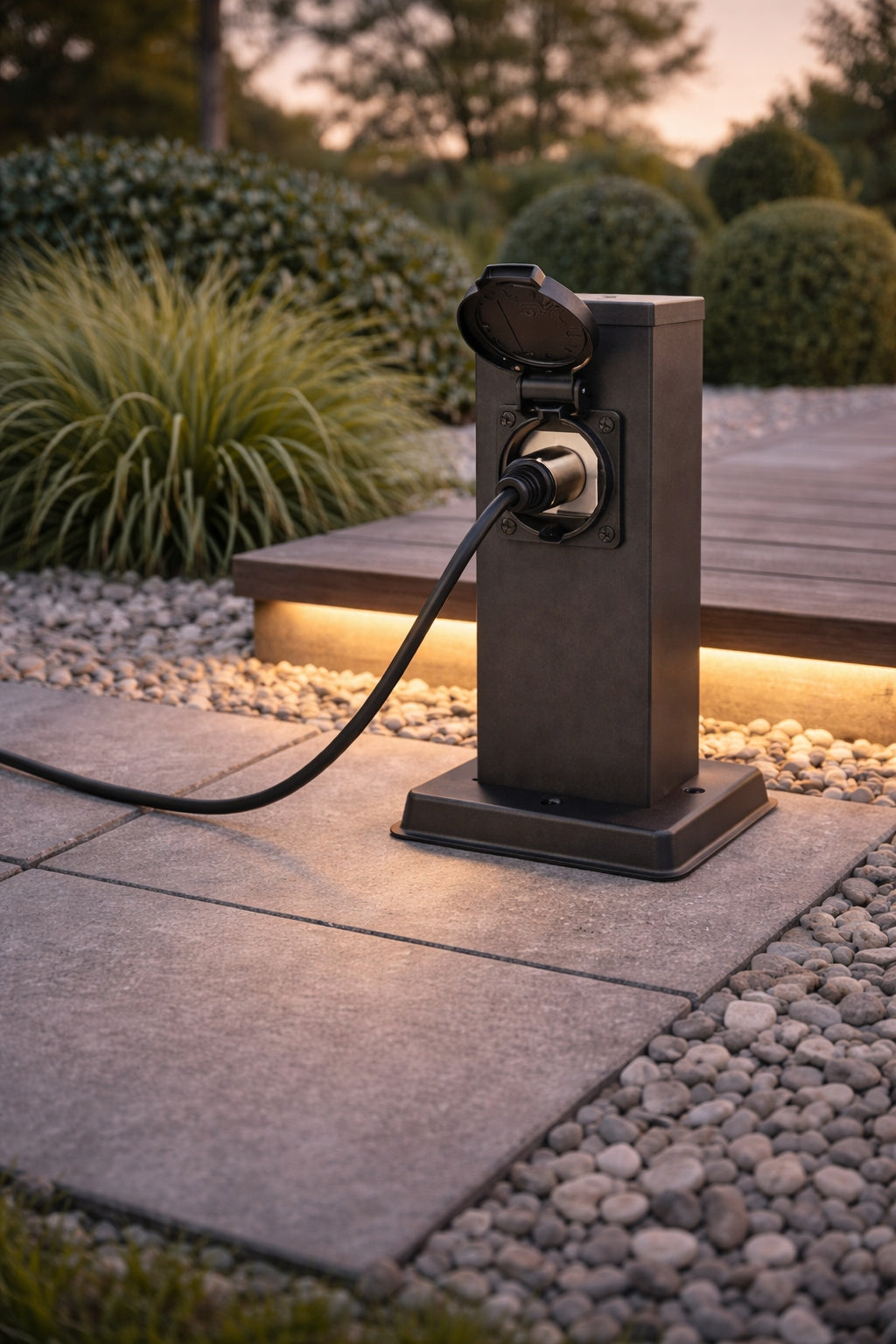 Electric garden post 2x hermetic socket 230V SuperLED Color black